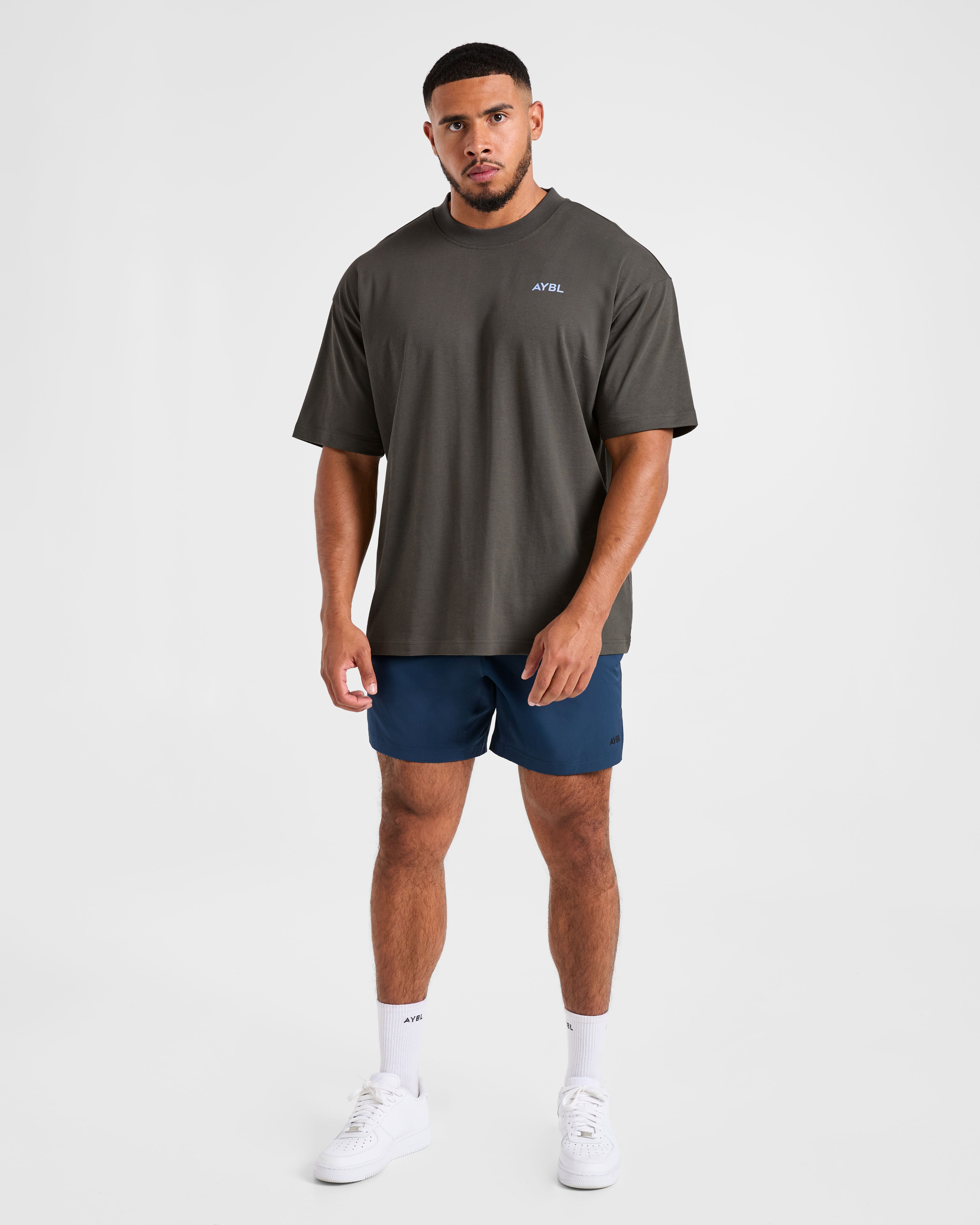 Essential Oversized T Shirt - Charcoal/Cornflower Blue