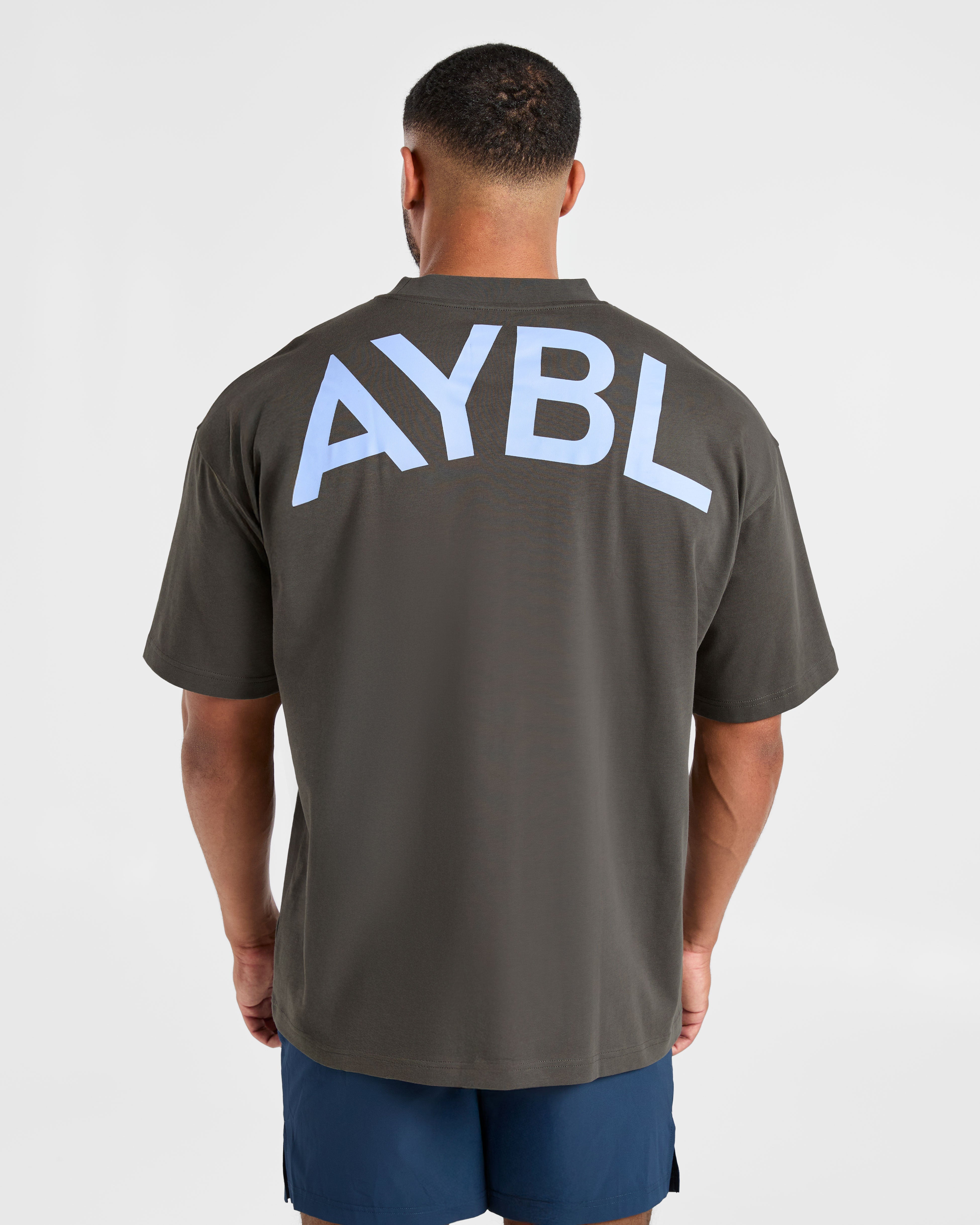 Essential Oversized T Shirt - Charcoal/Cornflower Blue
