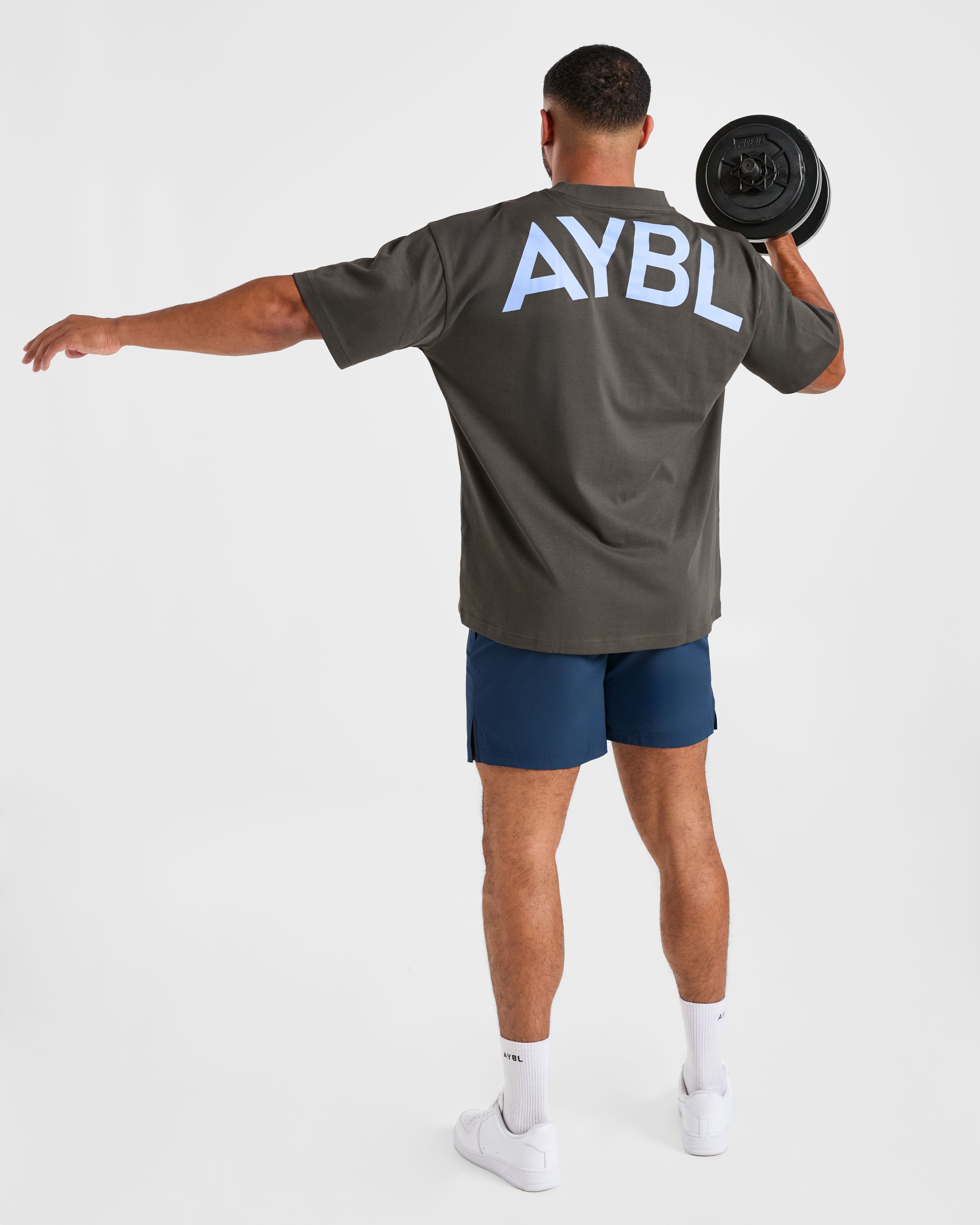 Essential Oversized T Shirt - Charcoal/Cornflower Blue