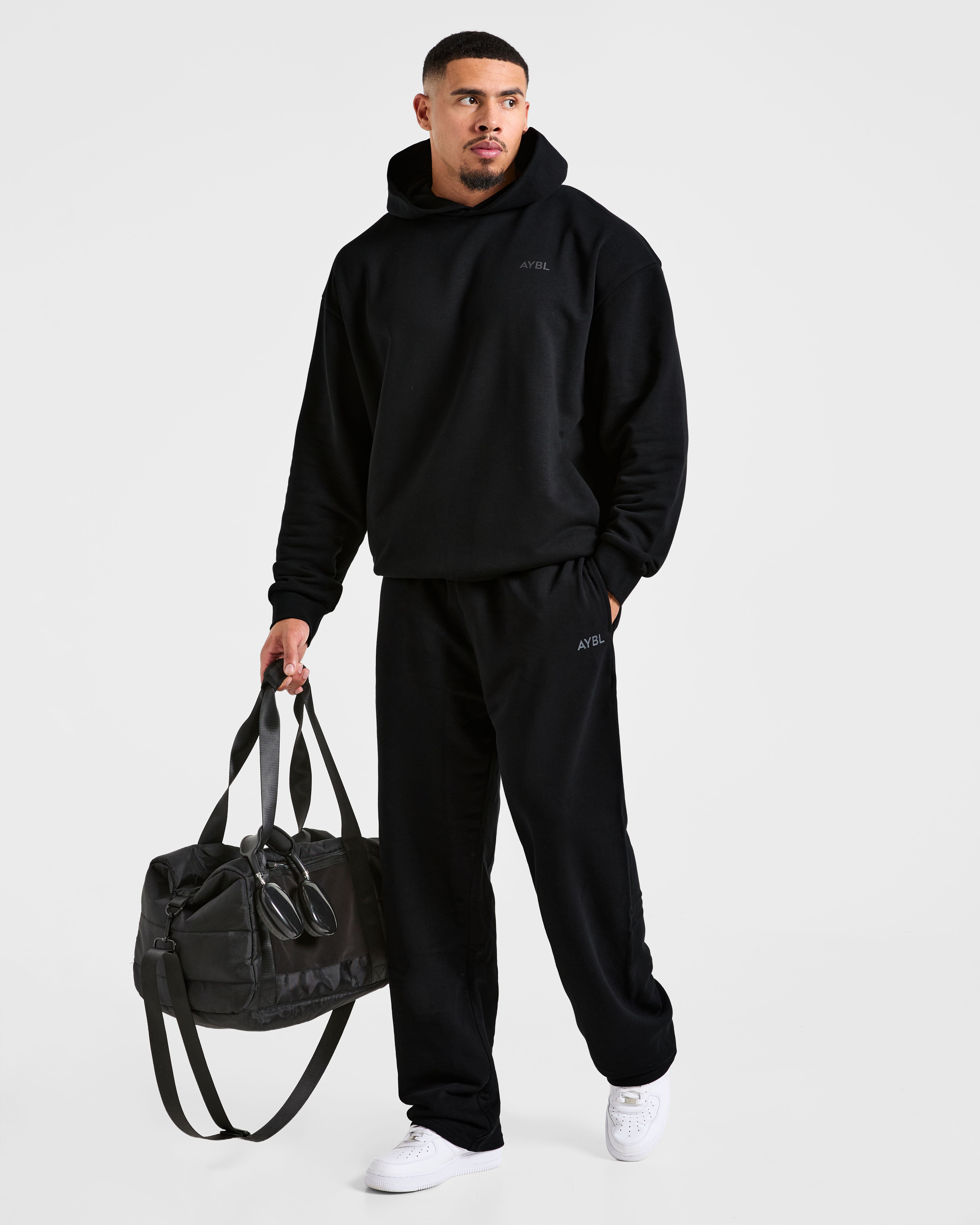 Essential Oversized Graphic Hoodie - Black