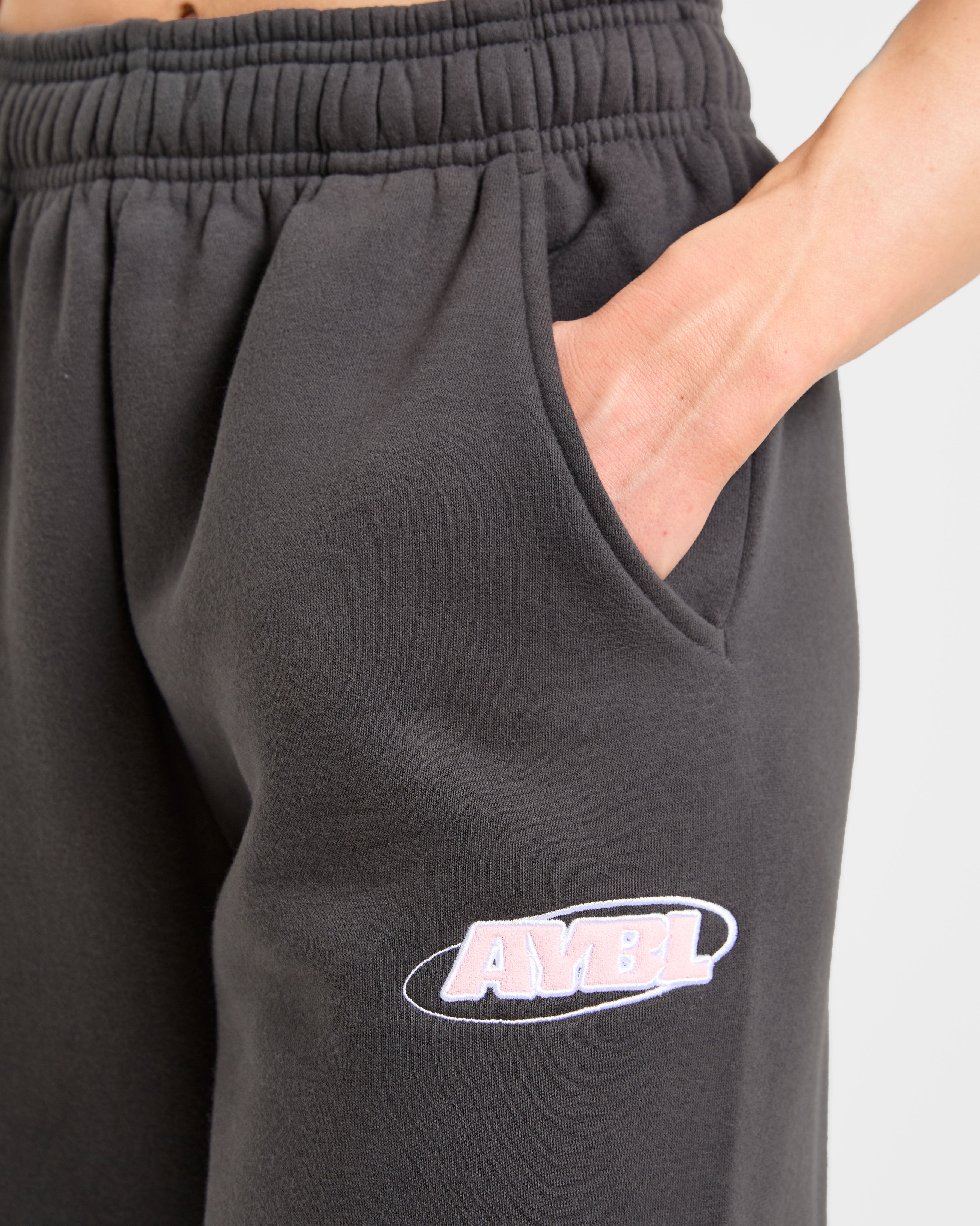 Sports Essentials Oversized Joggers - Charcoal/Pink