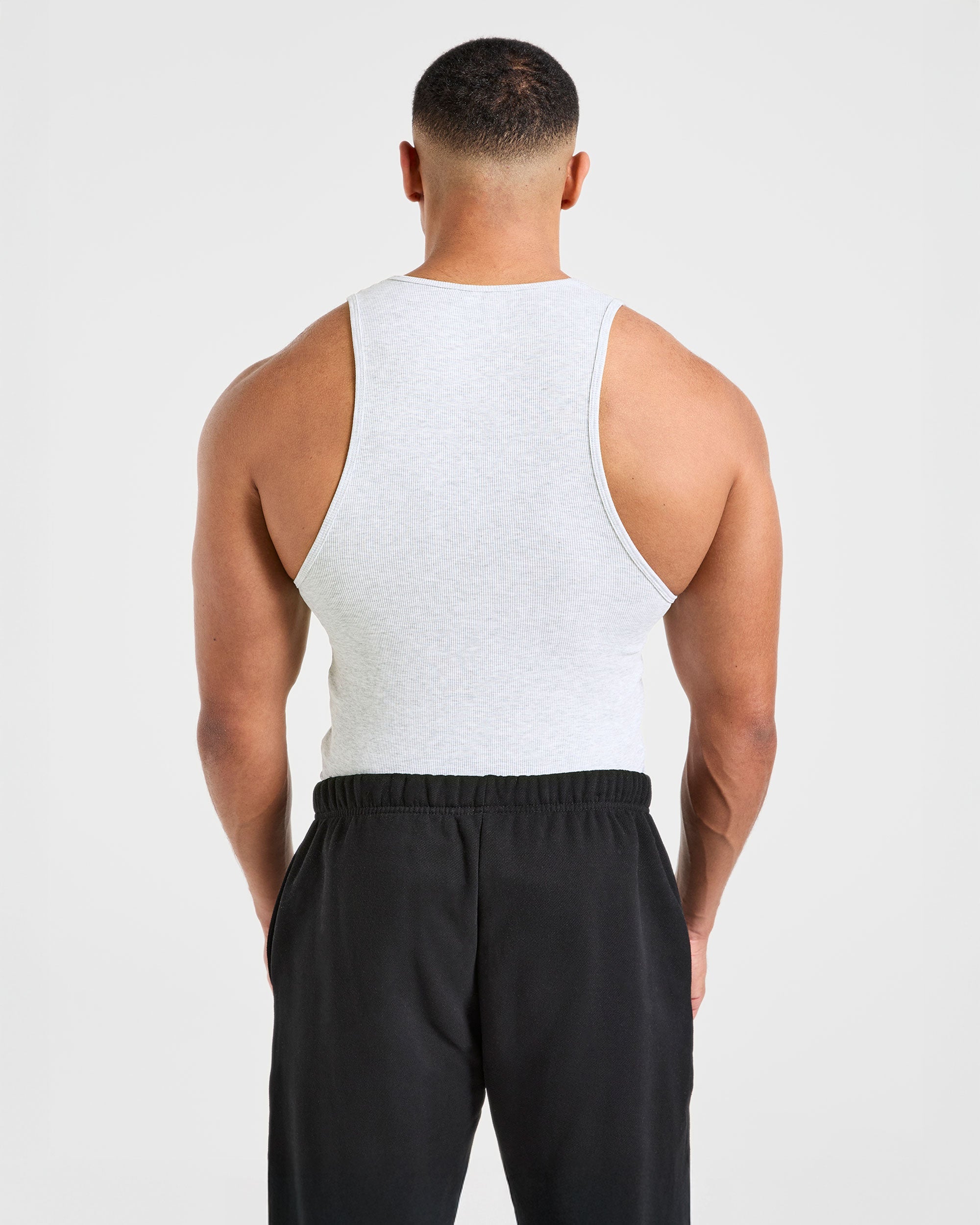 Muscle Ribbed Tank - Light Grey Marl