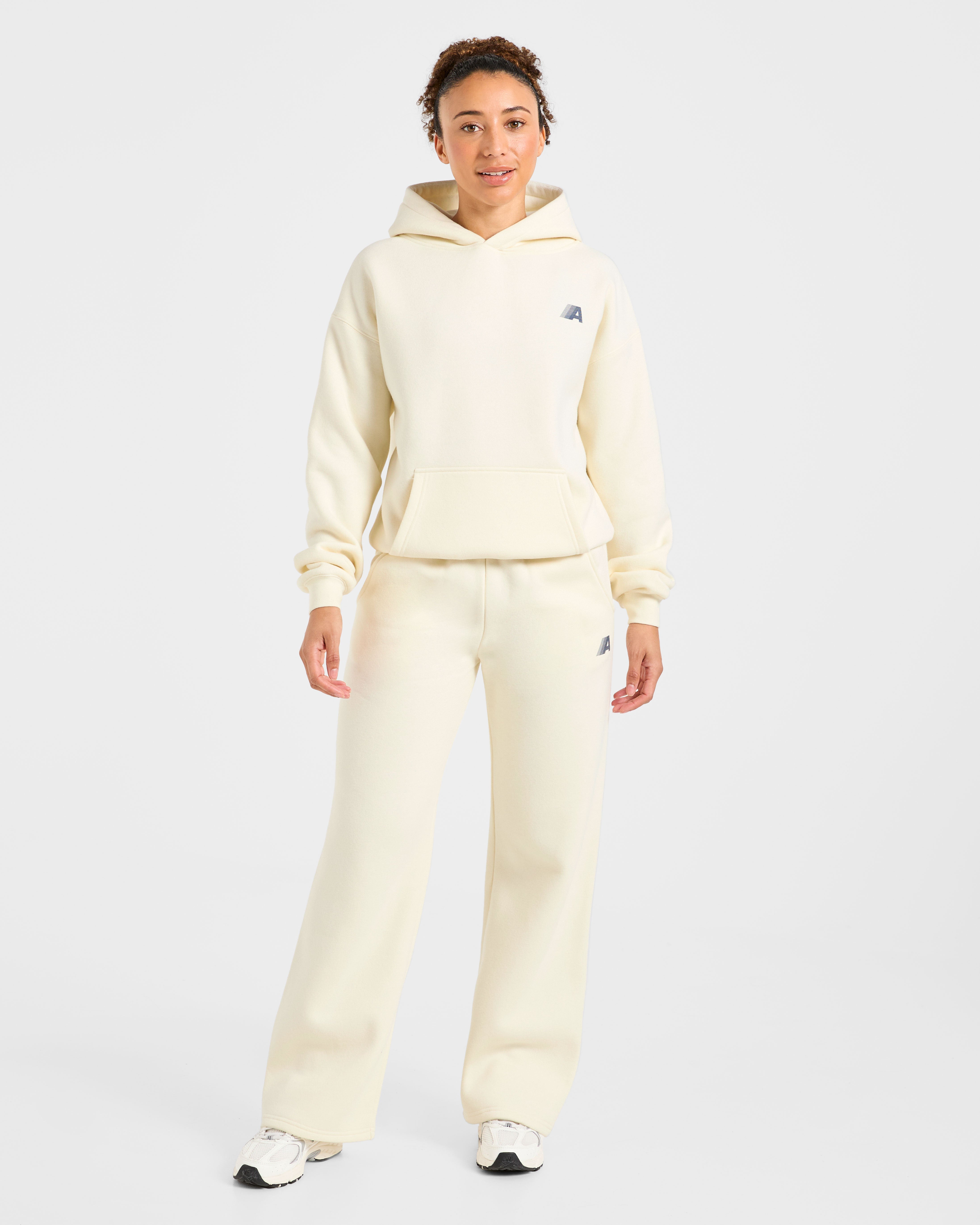 Retro Athletics Oversized Straight Leg Joggers - Butter Yellow/Navy