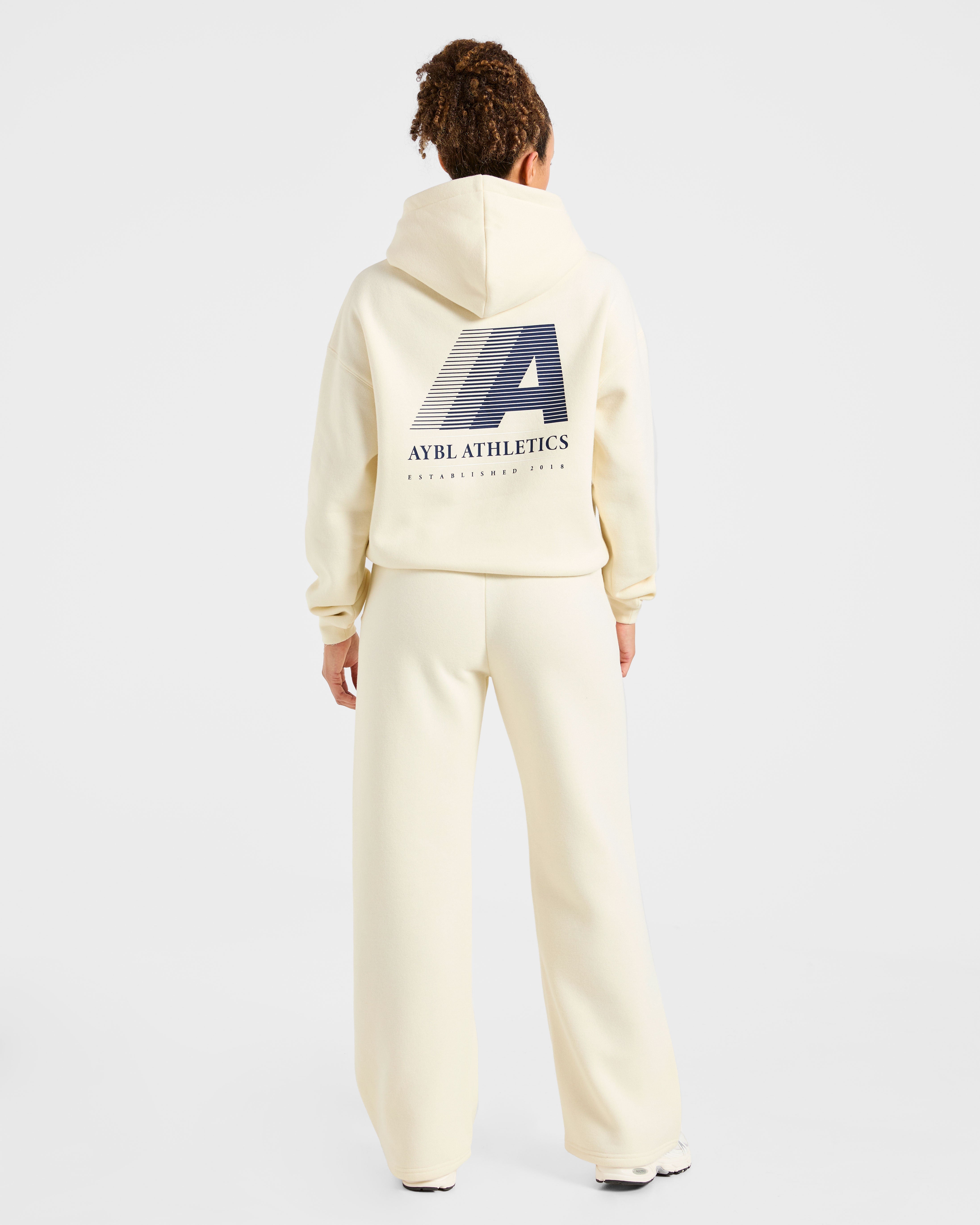 Retro Athletics Oversized Straight Leg Joggers - Butter Yellow/Navy