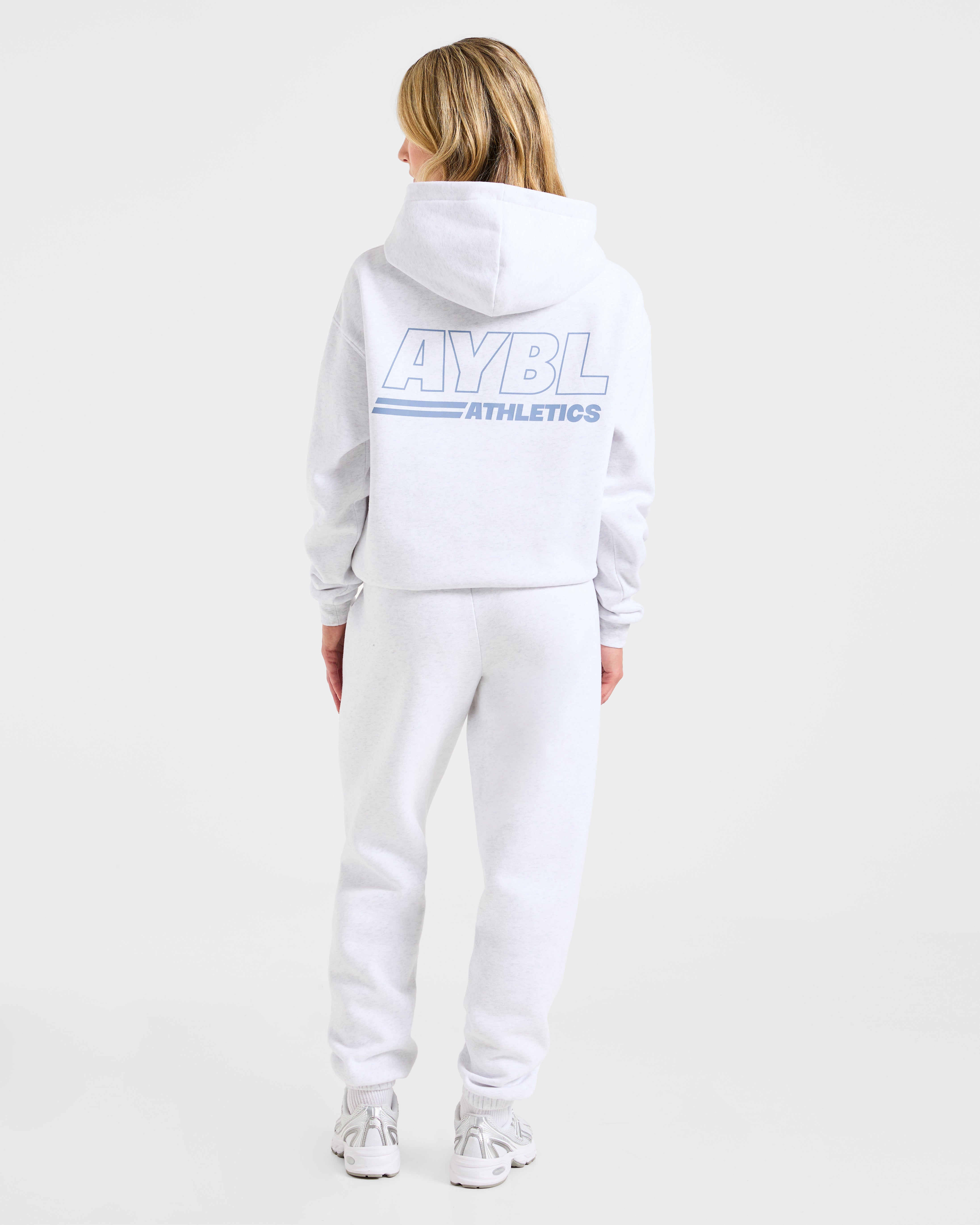Athletics Track Oversized Hoodie - Heather Grey/Slate Blue