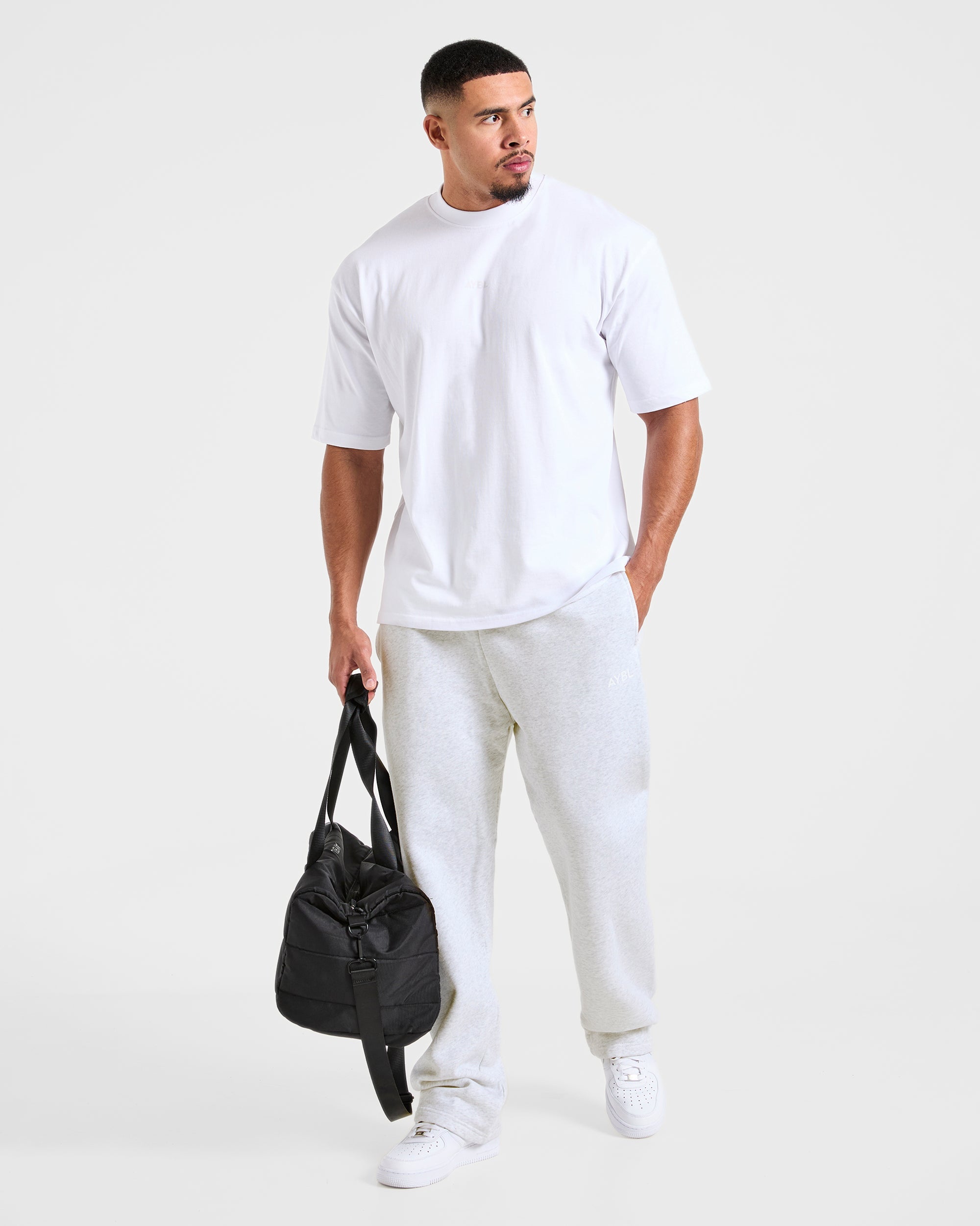 Essential Oversized Straight Leg Joggers - Grey Marl