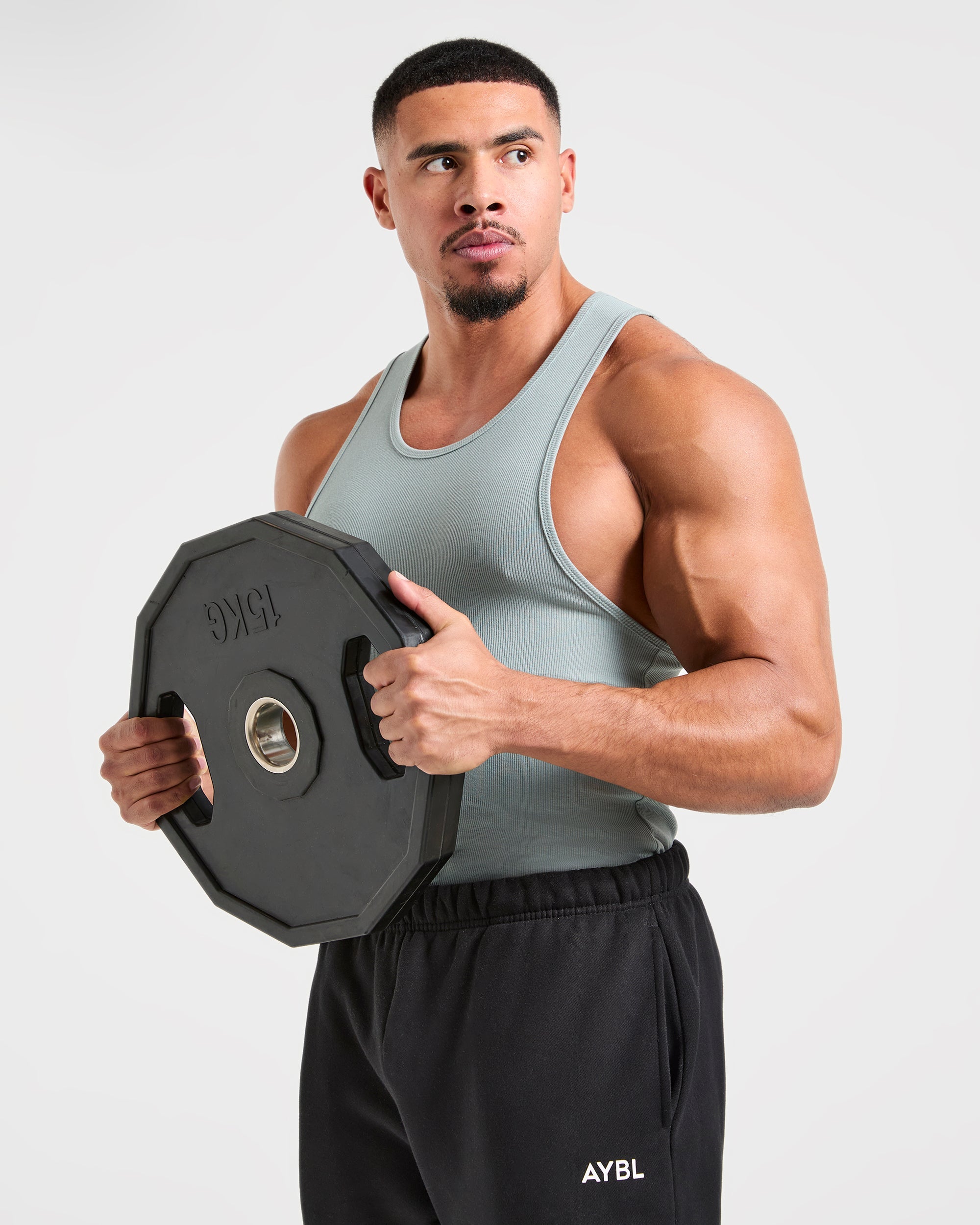 Muscle Ribbed Tank - Stone Blue