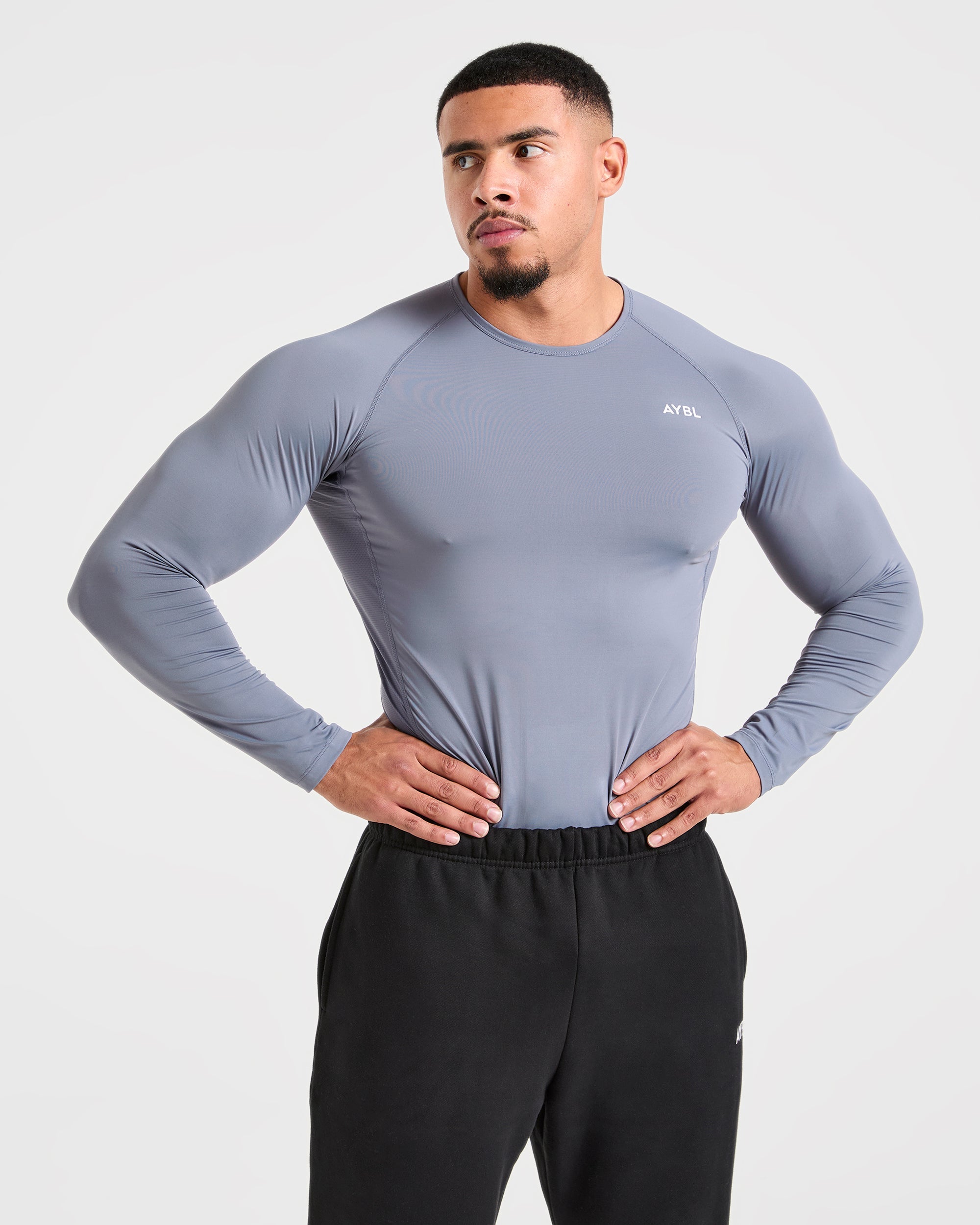 Compression Long Sleeve T Shirt- Slate Grey
