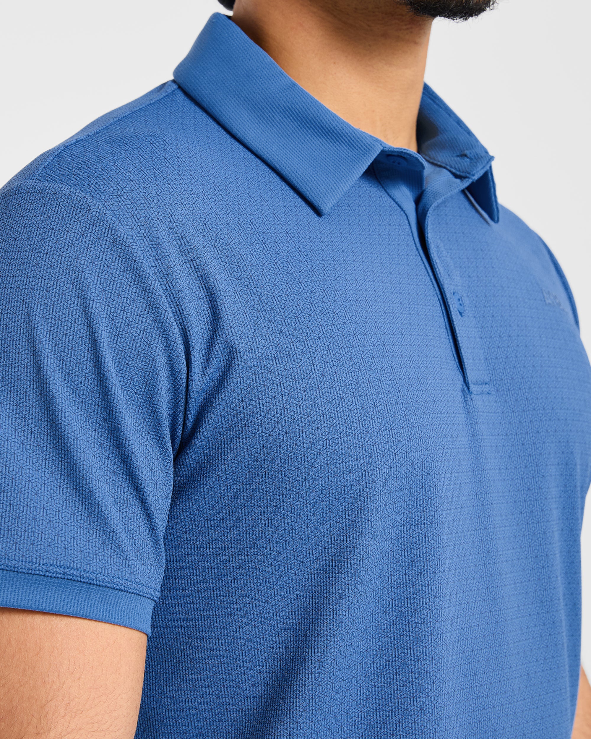 Precision Geometric Polo - Ocean Blue