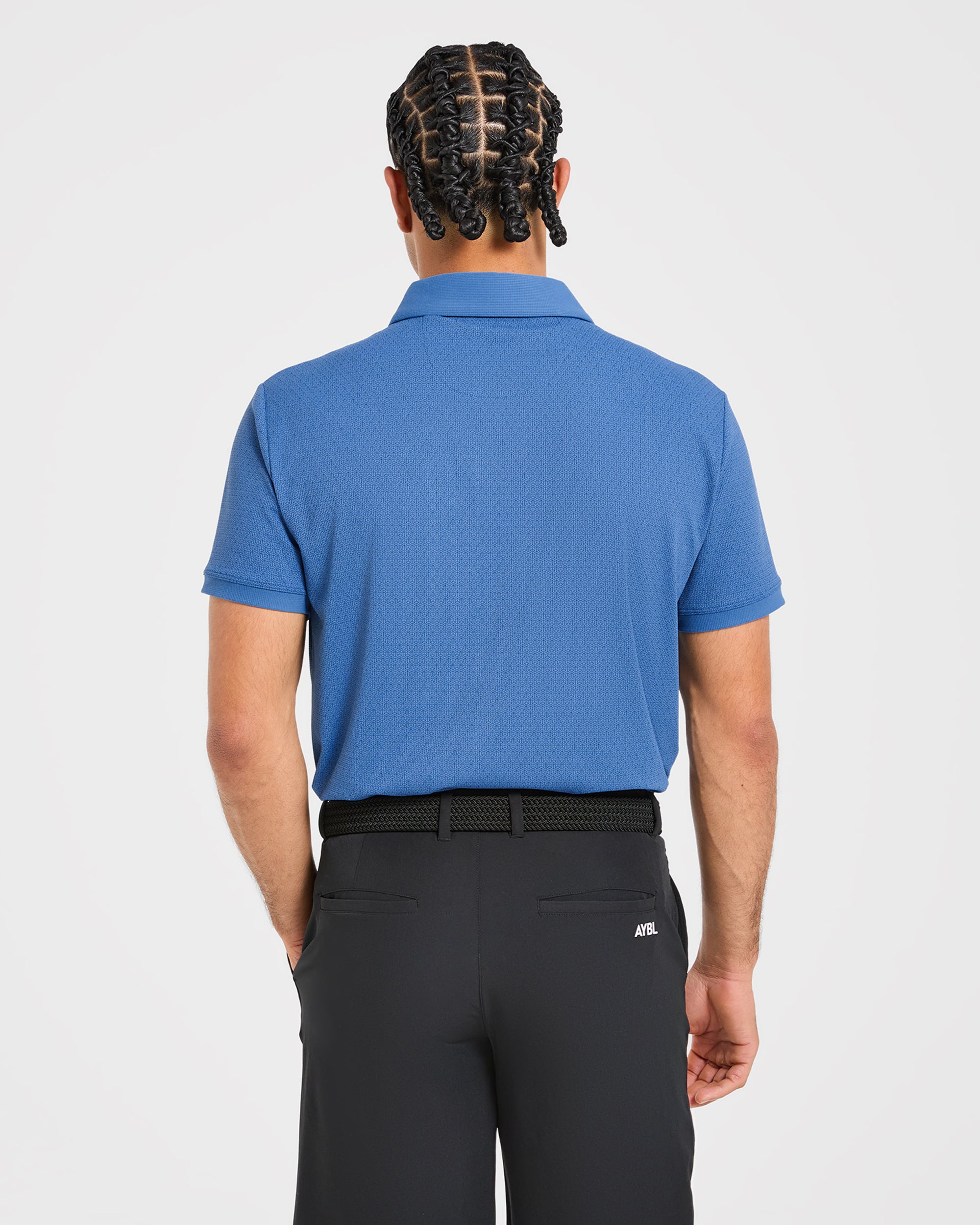 Precision Geometric Polo - Ocean Blue