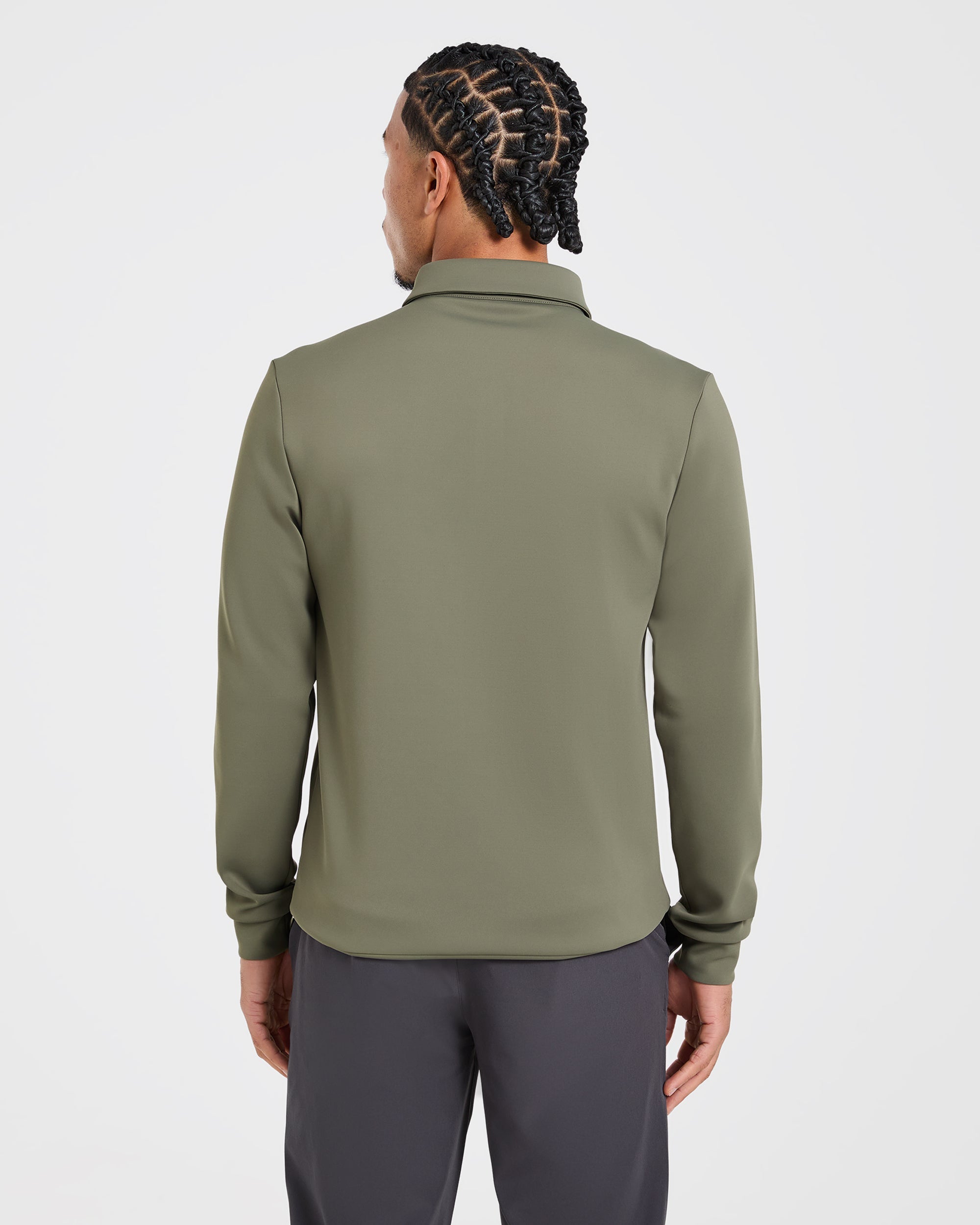 Precision Longsleeve Collared Pullover - Deep Sage