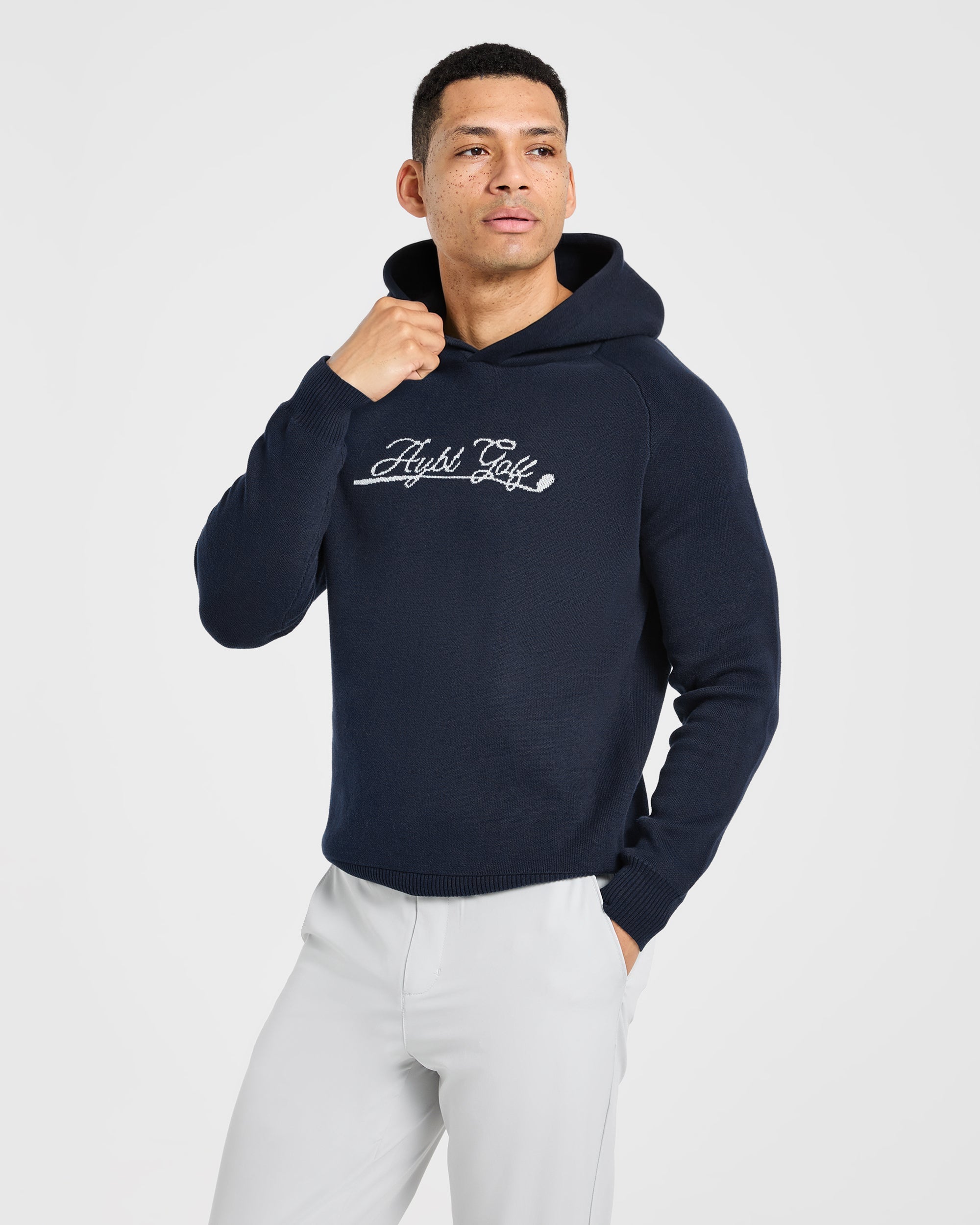 Golf Club Knitted Hoodie - Navy
