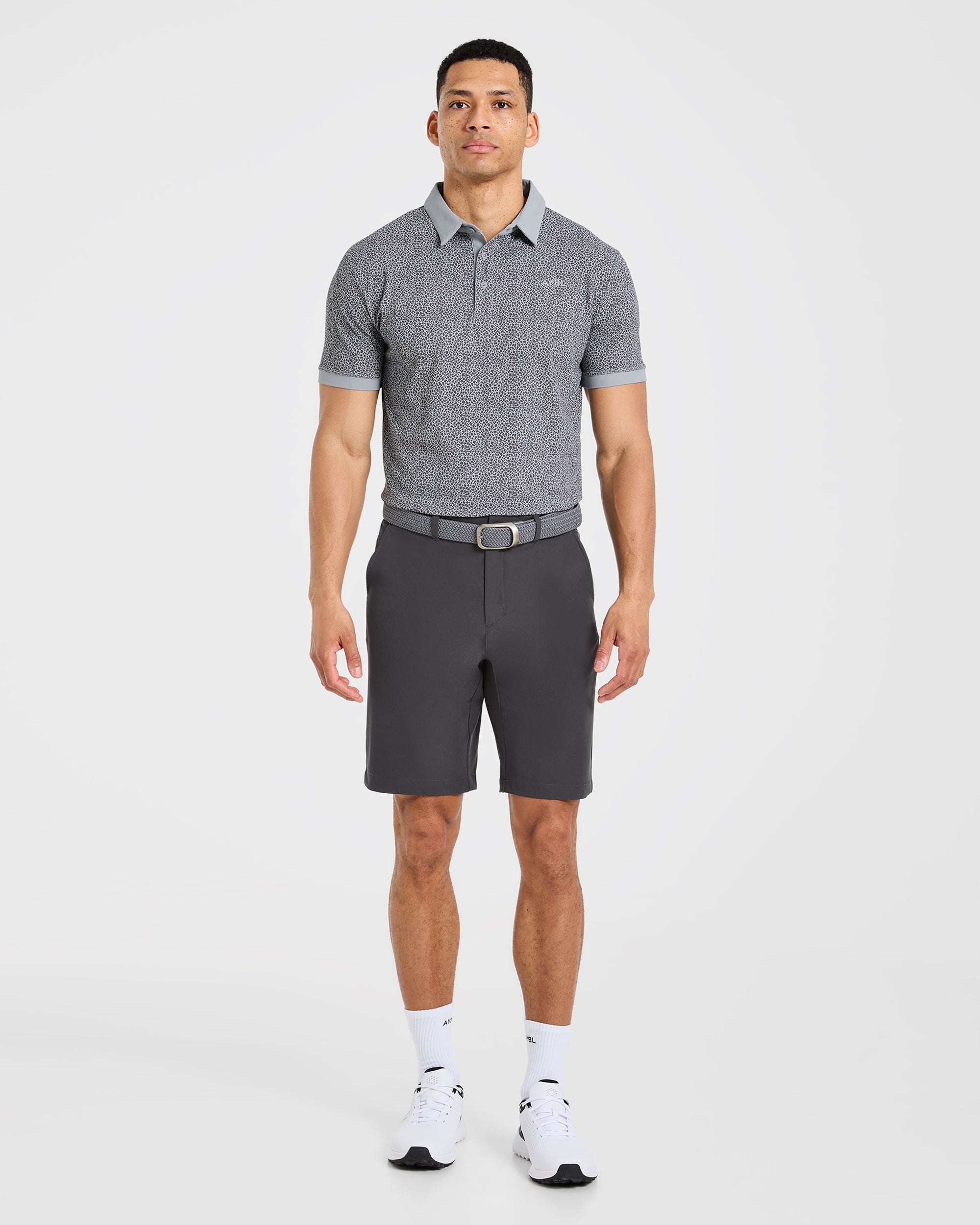 Precision Leopard Polo - Charcoal