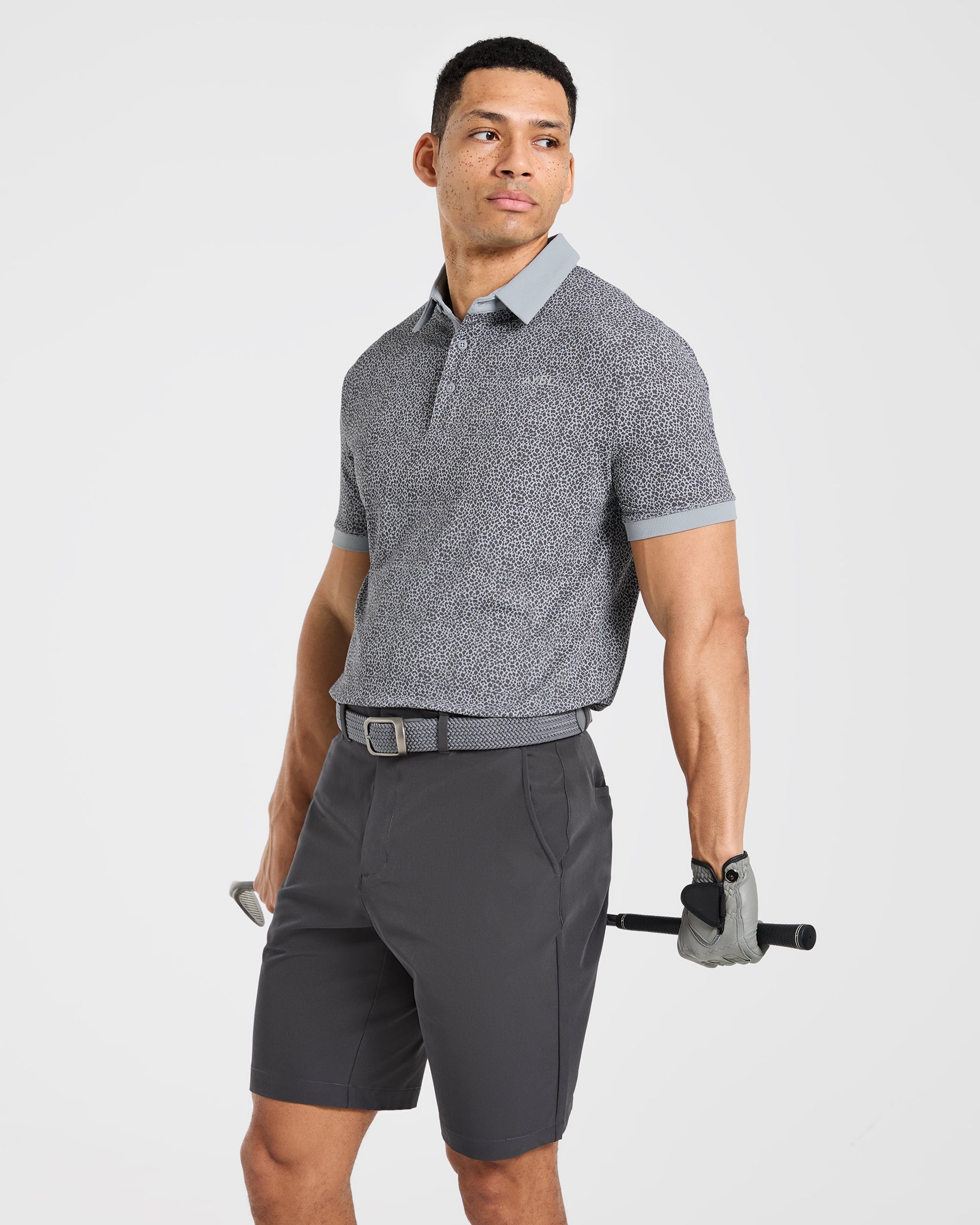 Precision Leopard Polo - Charcoal