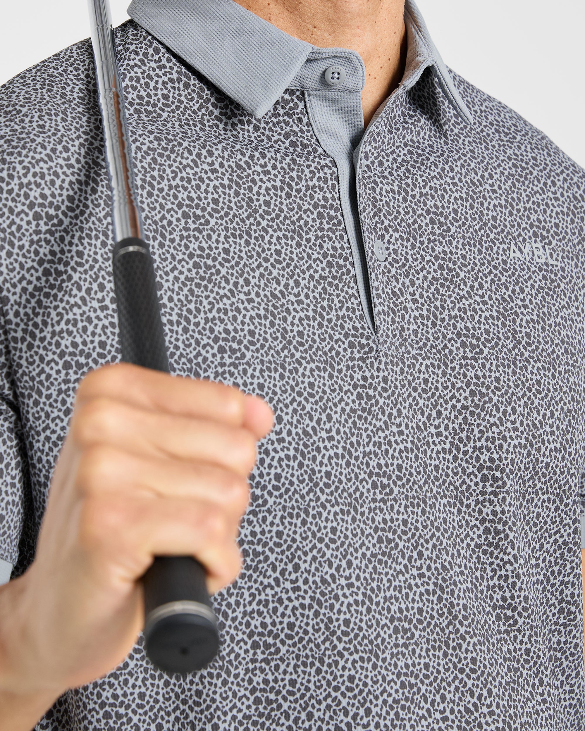 Precision Leopard Polo - Charcoal