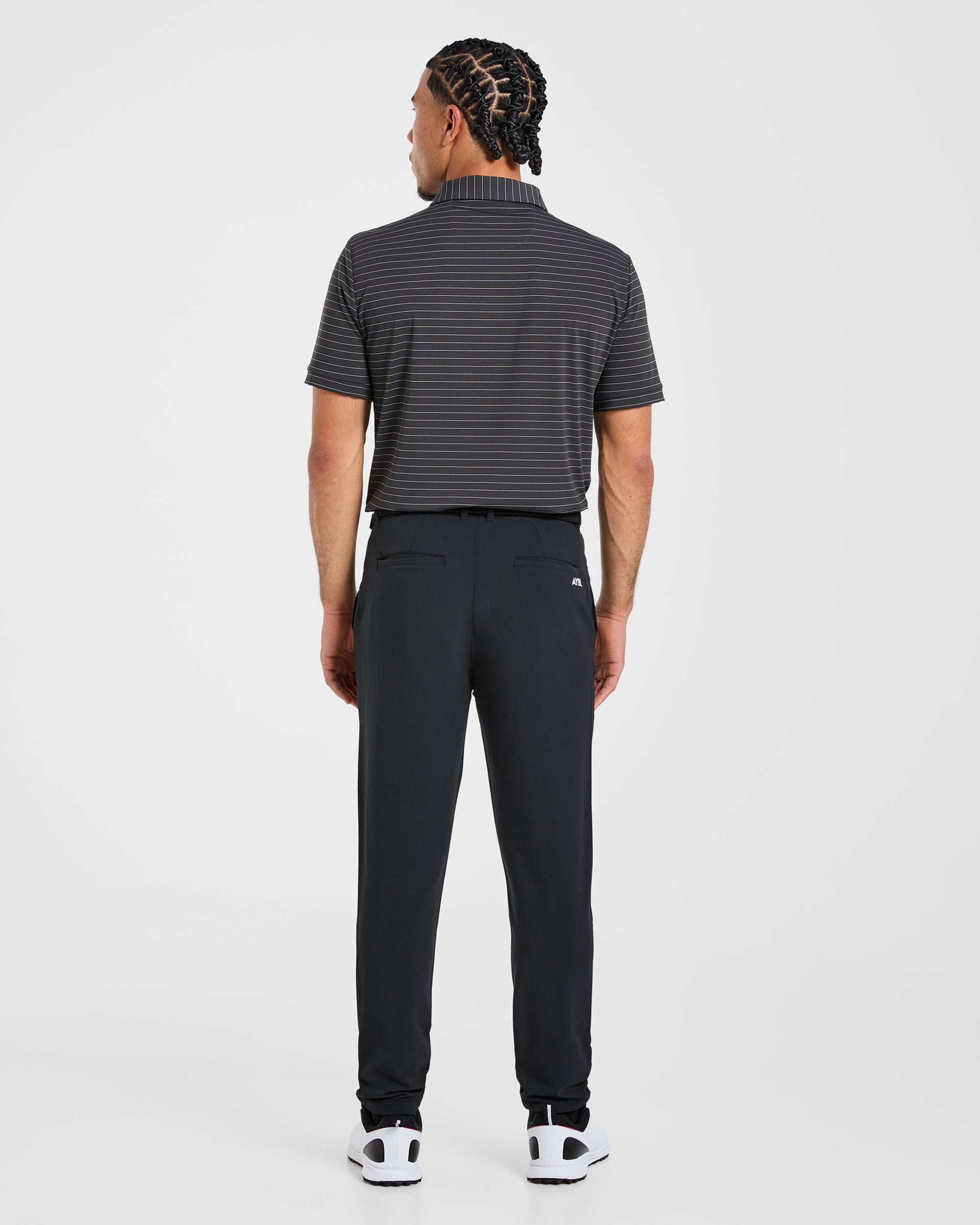 Classic Stripe Polo - Charcoal