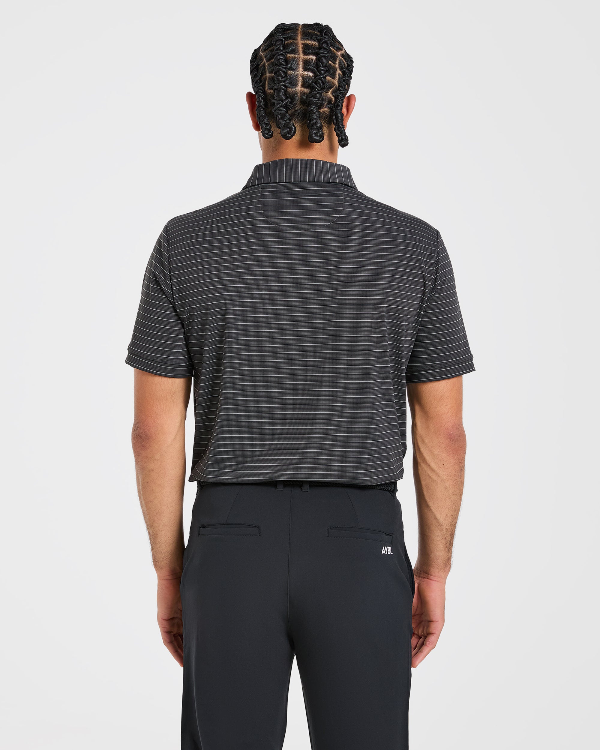 Classic Stripe Polo - Charcoal