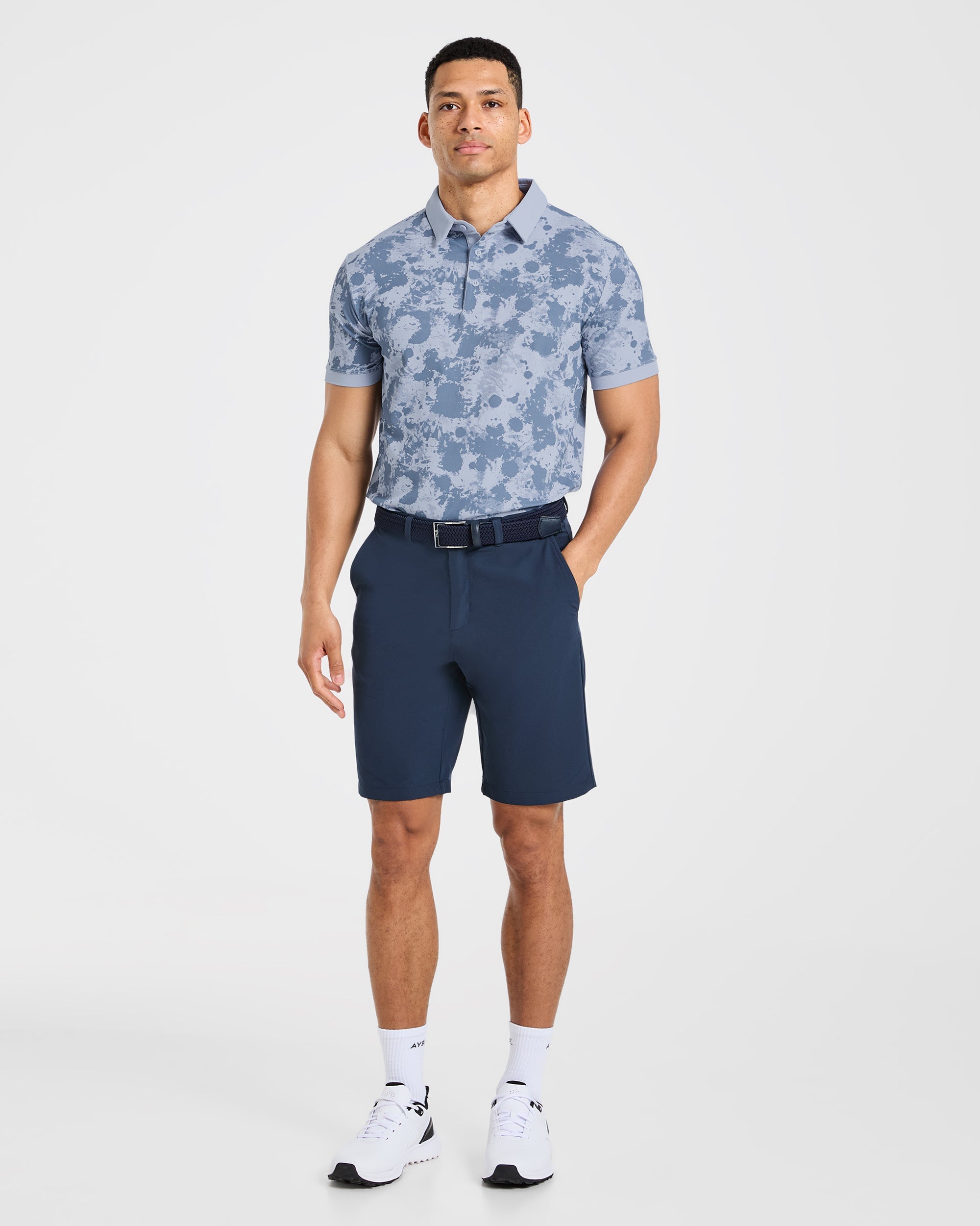 Precision Splatter Polo - Muted Slate