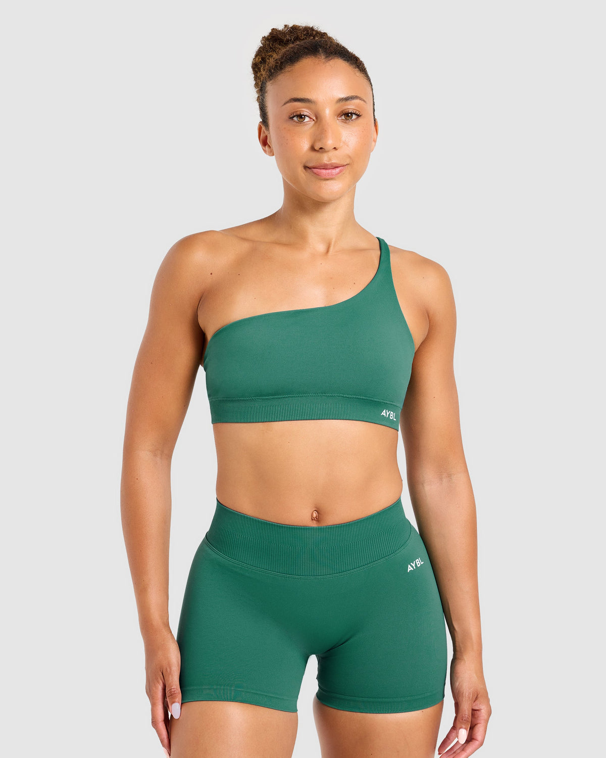 Enhance Seamless One Shoulder Sports Bra - Evergreen