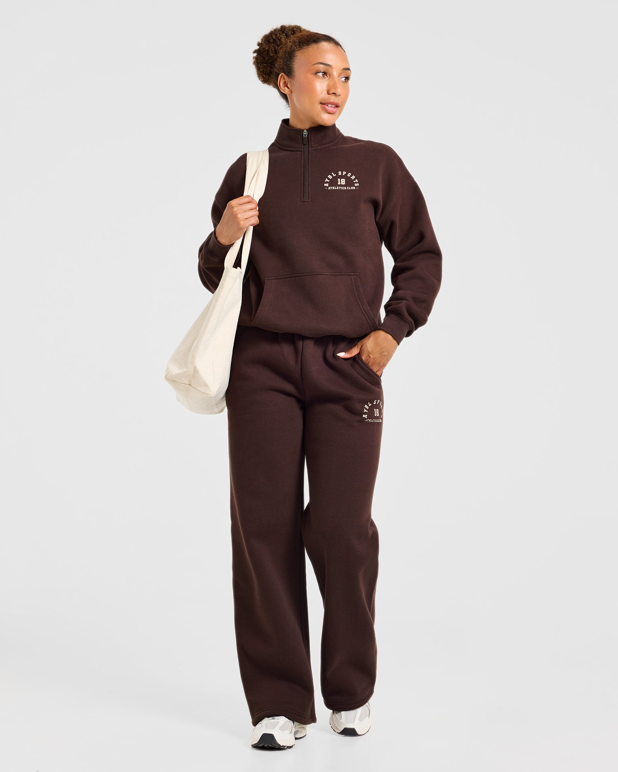 AYBL Sports 18 Oversized Straight Leg Joggers - Cocoa Brown