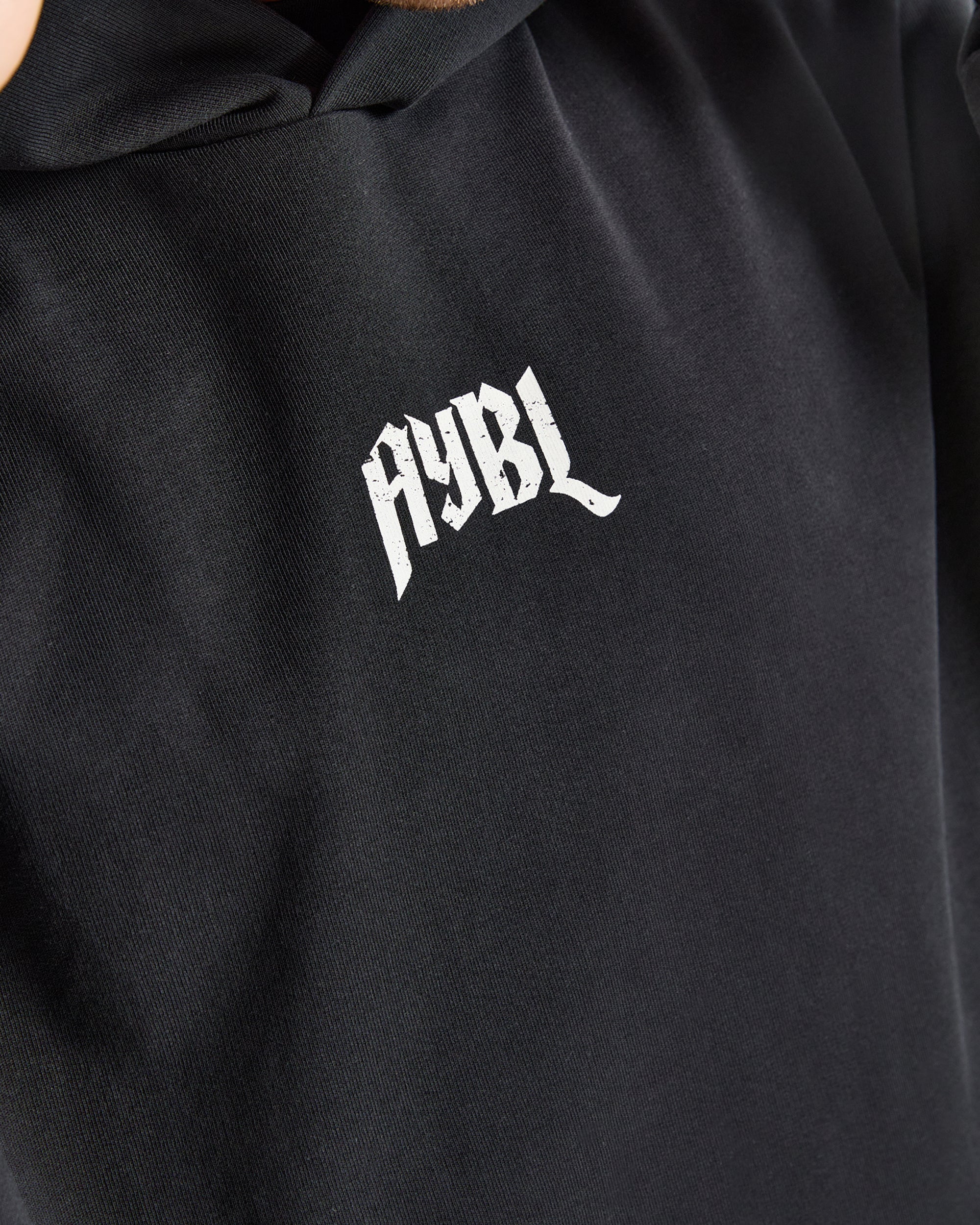 Heavy Lifting Gothic Oversized Hoodie - Black/Off White