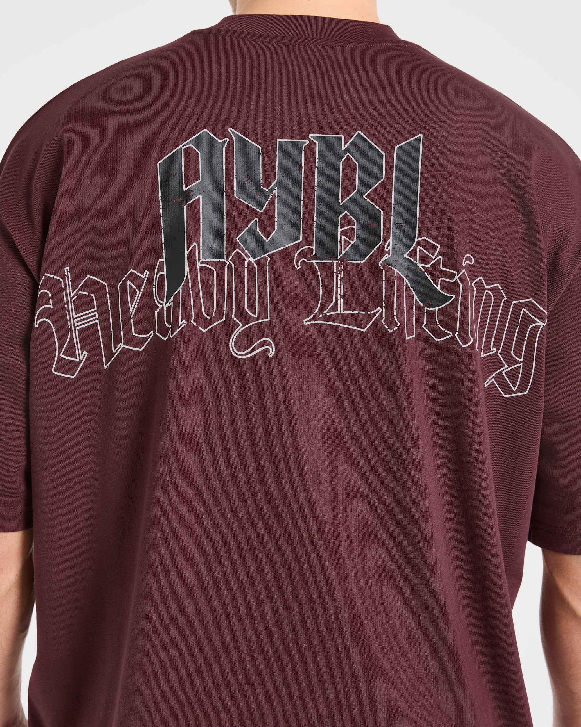 Heavy Lifting Gothic Oversized T Shirt - Dusty Plum/Black