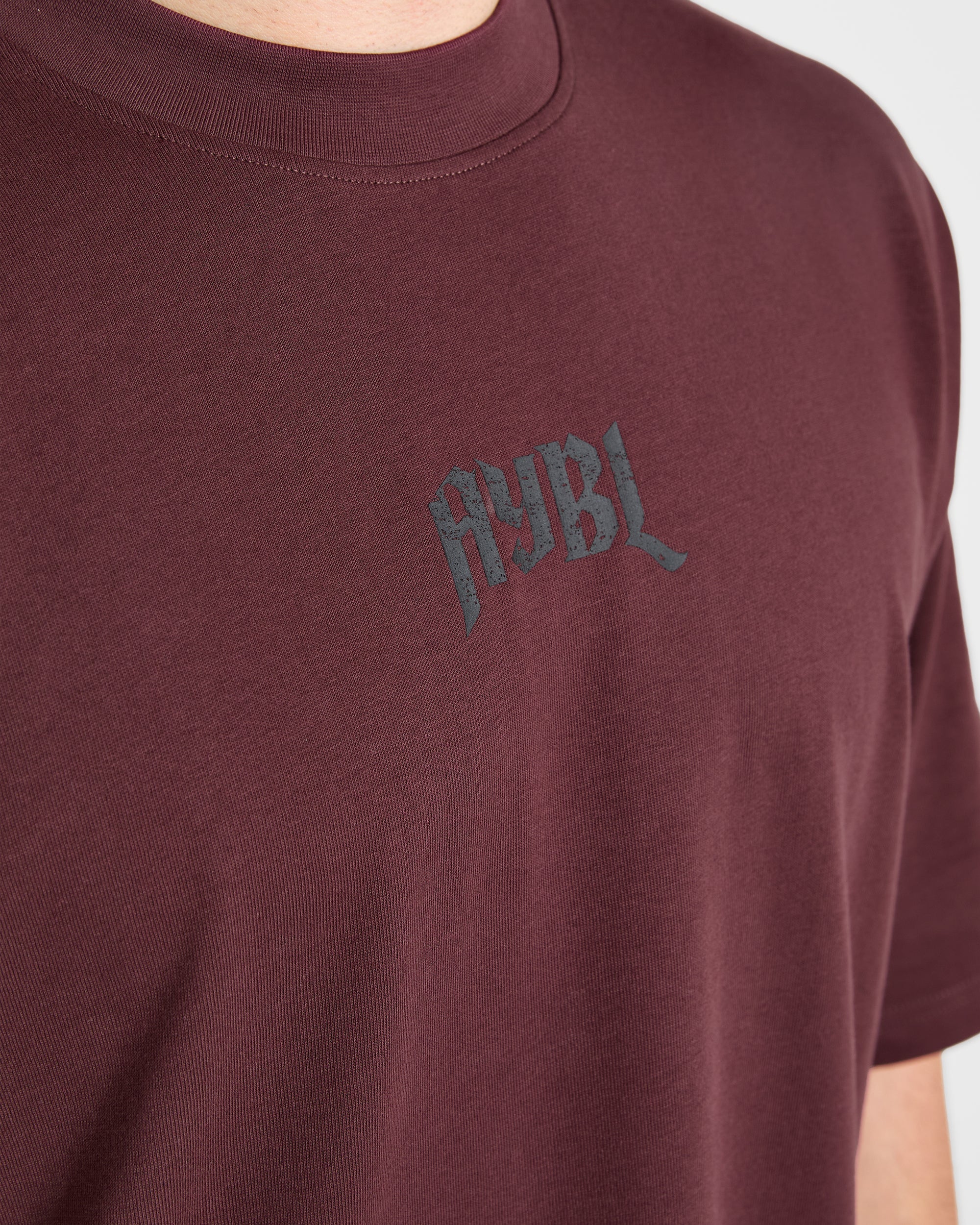 Heavy Lifting Gothic Oversized T Shirt - Dusty Plum/Black