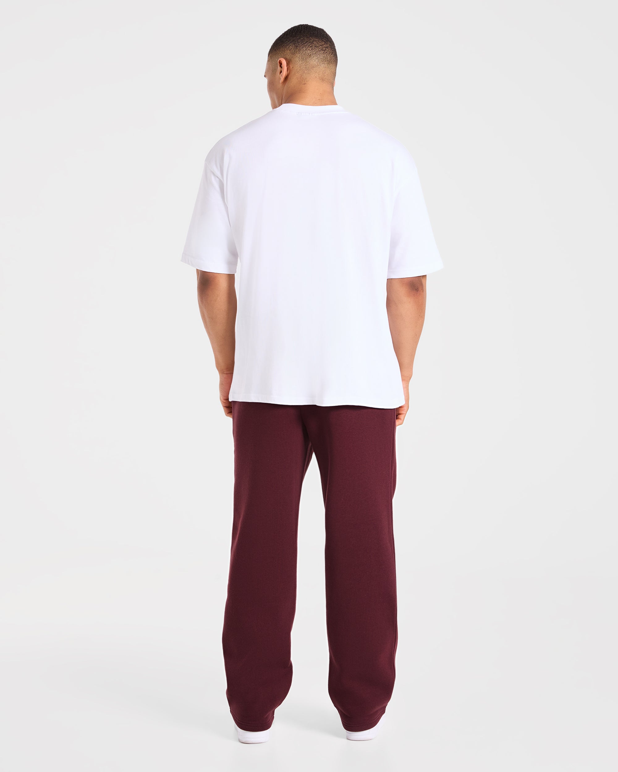 Essential Oversized Straight Leg Joggers - Burgundy Red