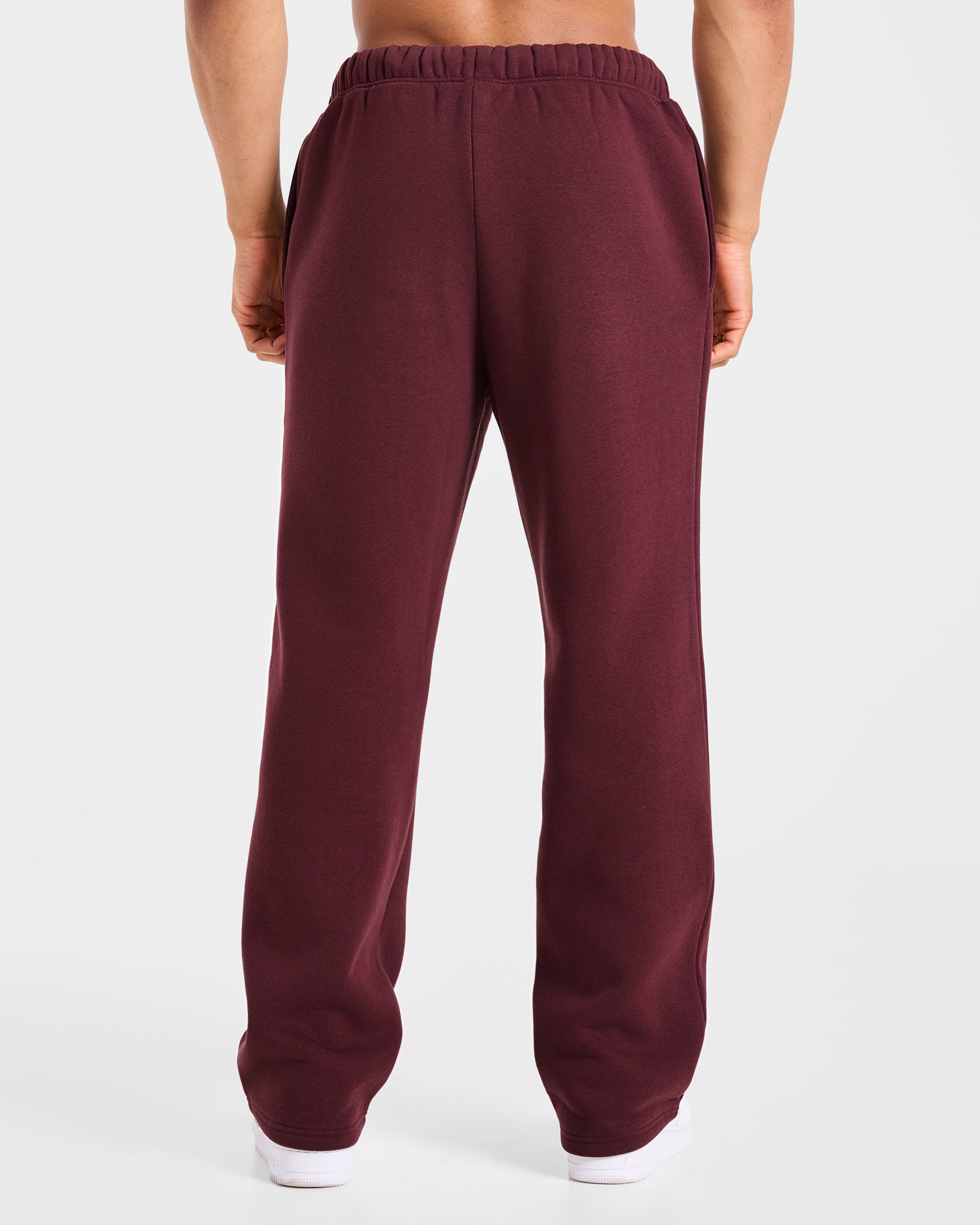 Essential Oversized Straight Leg Joggers - Burgundy Red