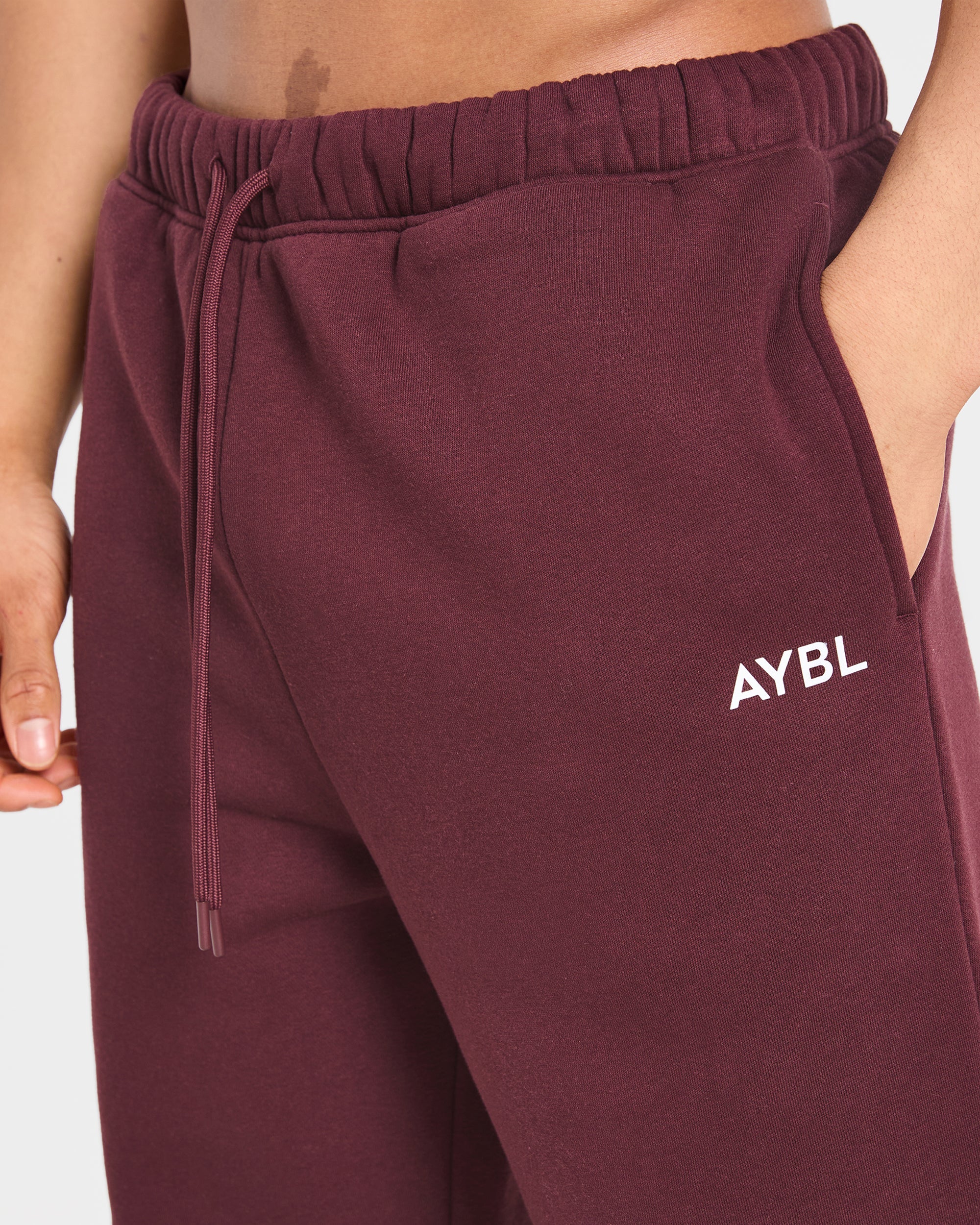 Essential Oversized Straight Leg Joggers - Burgundy Red