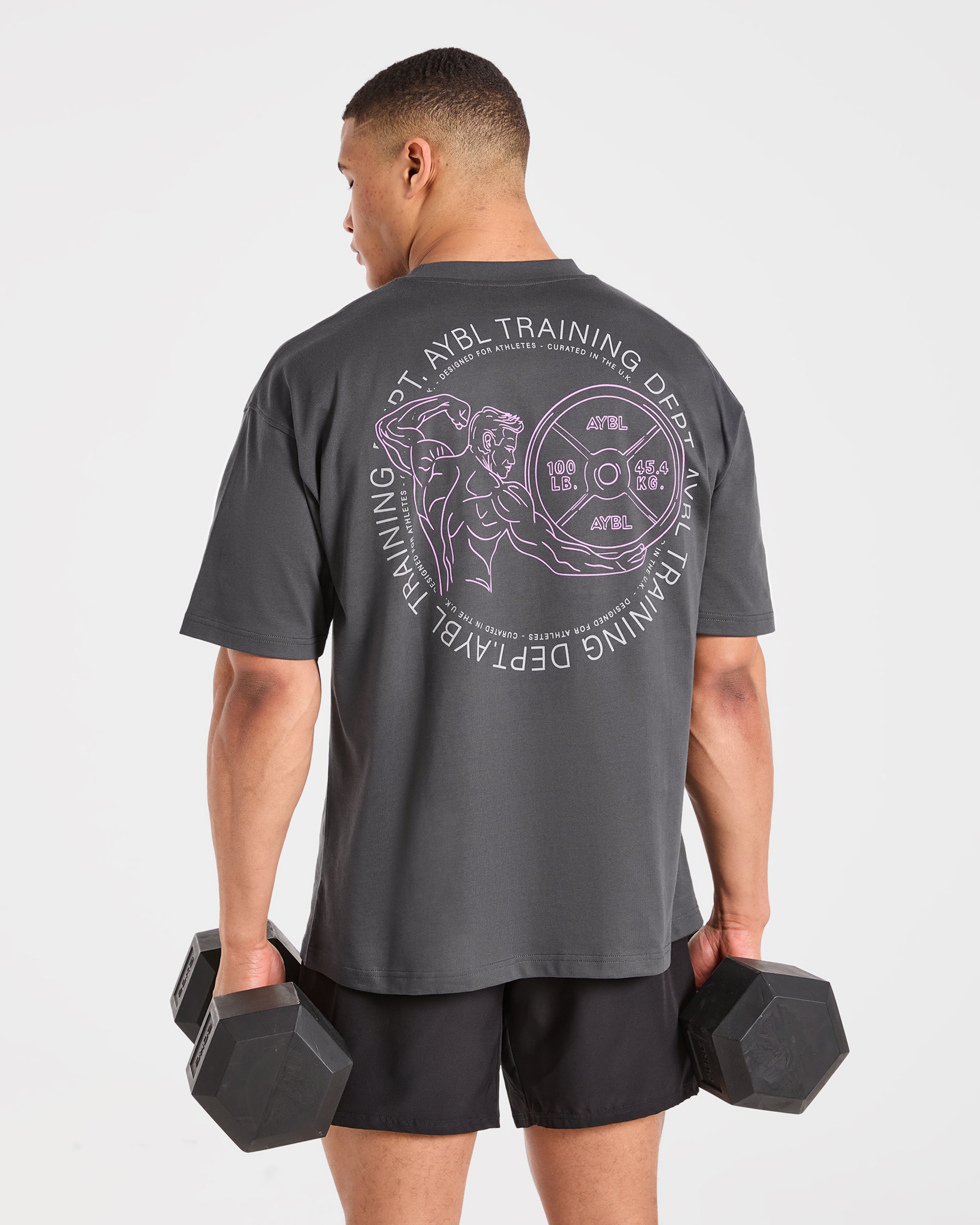 Training Dept. Illustration Oversized T Shirt - Charcoal
