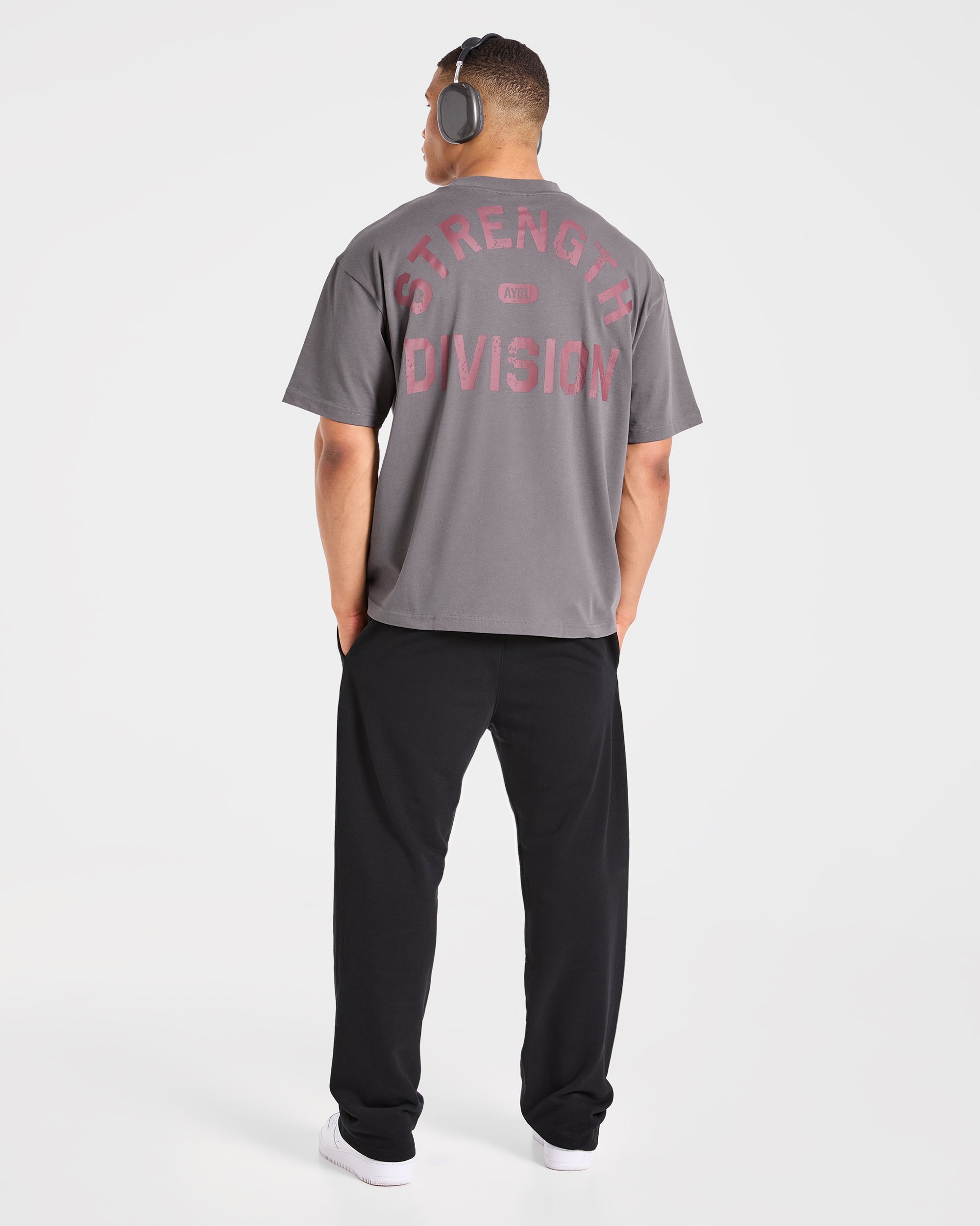 Strength Division Oversized T Shirt - Charcoal/Red