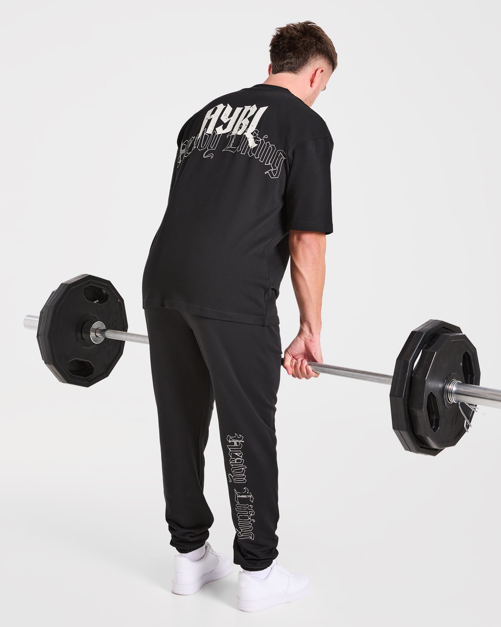 Heavy Lifting Gothic Oversized Joggers - Black/Off White
