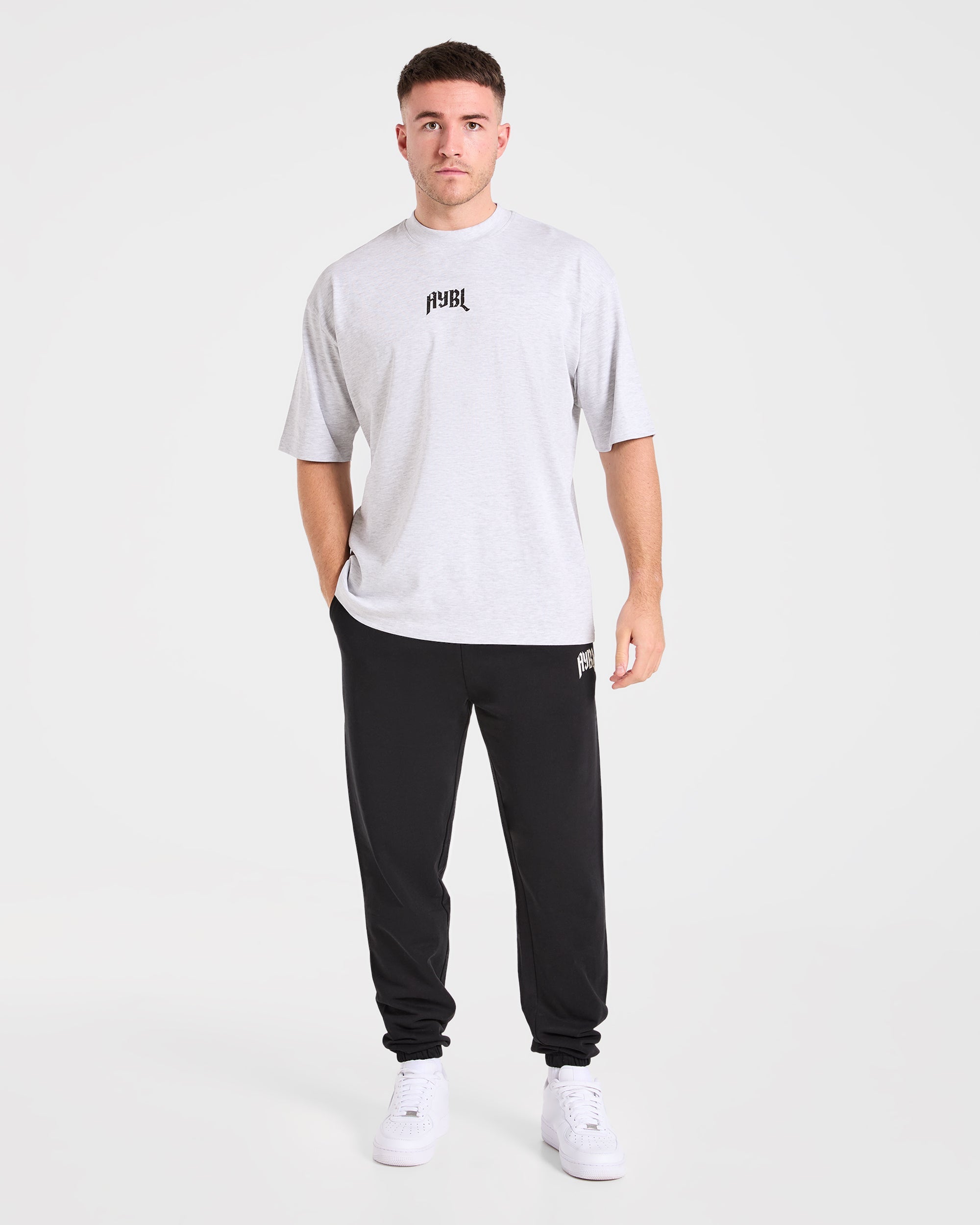 Heavy Lifting Gothic Oversized T Shirt - Grey Marl