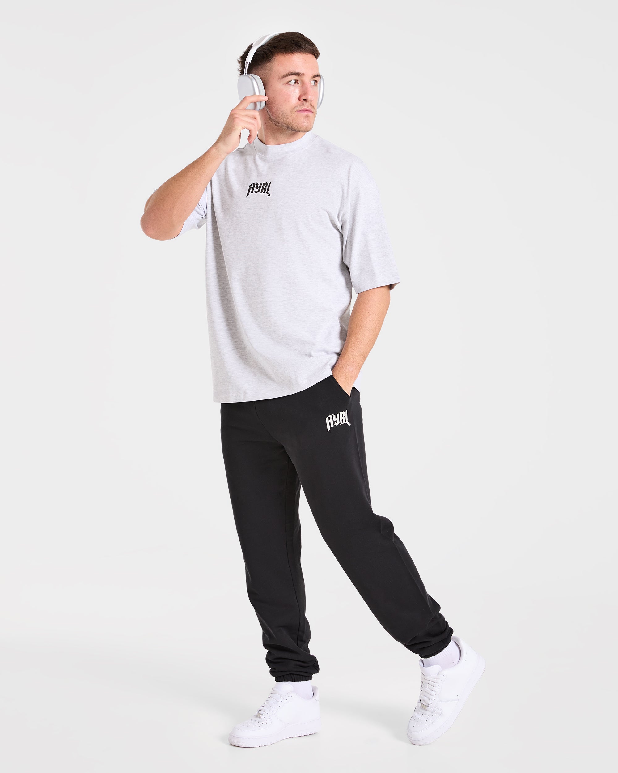 Heavy Lifting Gothic Oversized T Shirt - Grey Marl