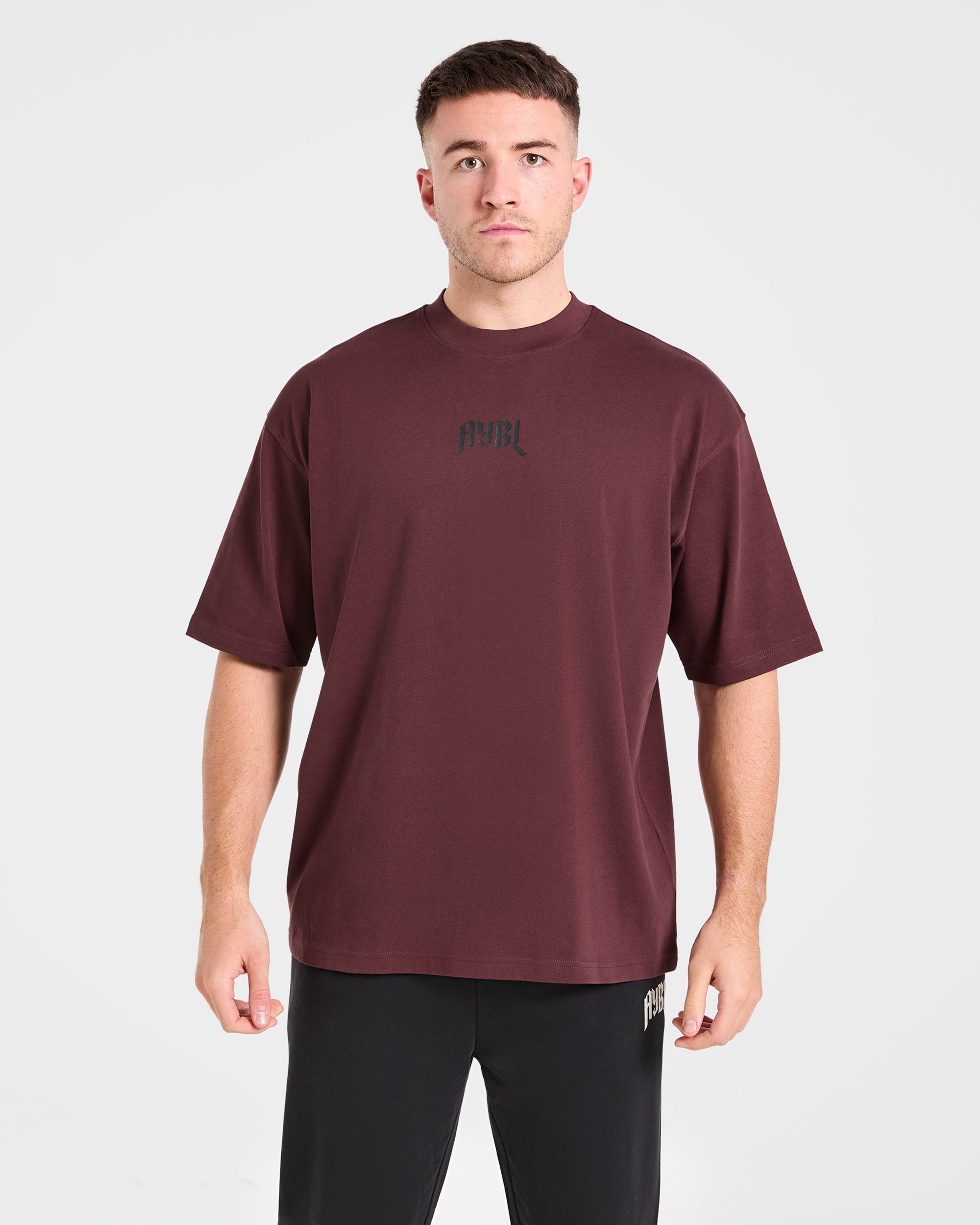Heavy Lifting Gothic Oversized T Shirt - Dusty Plum/Black