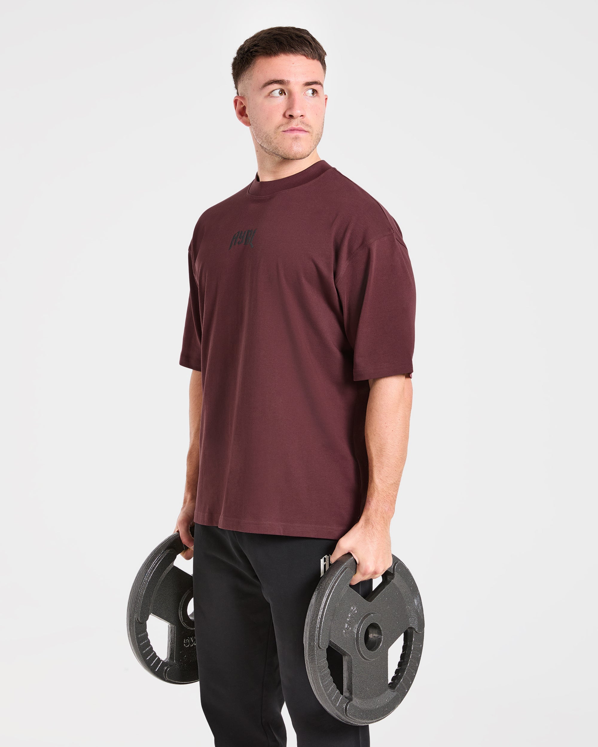 Heavy Lifting Gothic Oversized T Shirt - Dusty Plum/Black