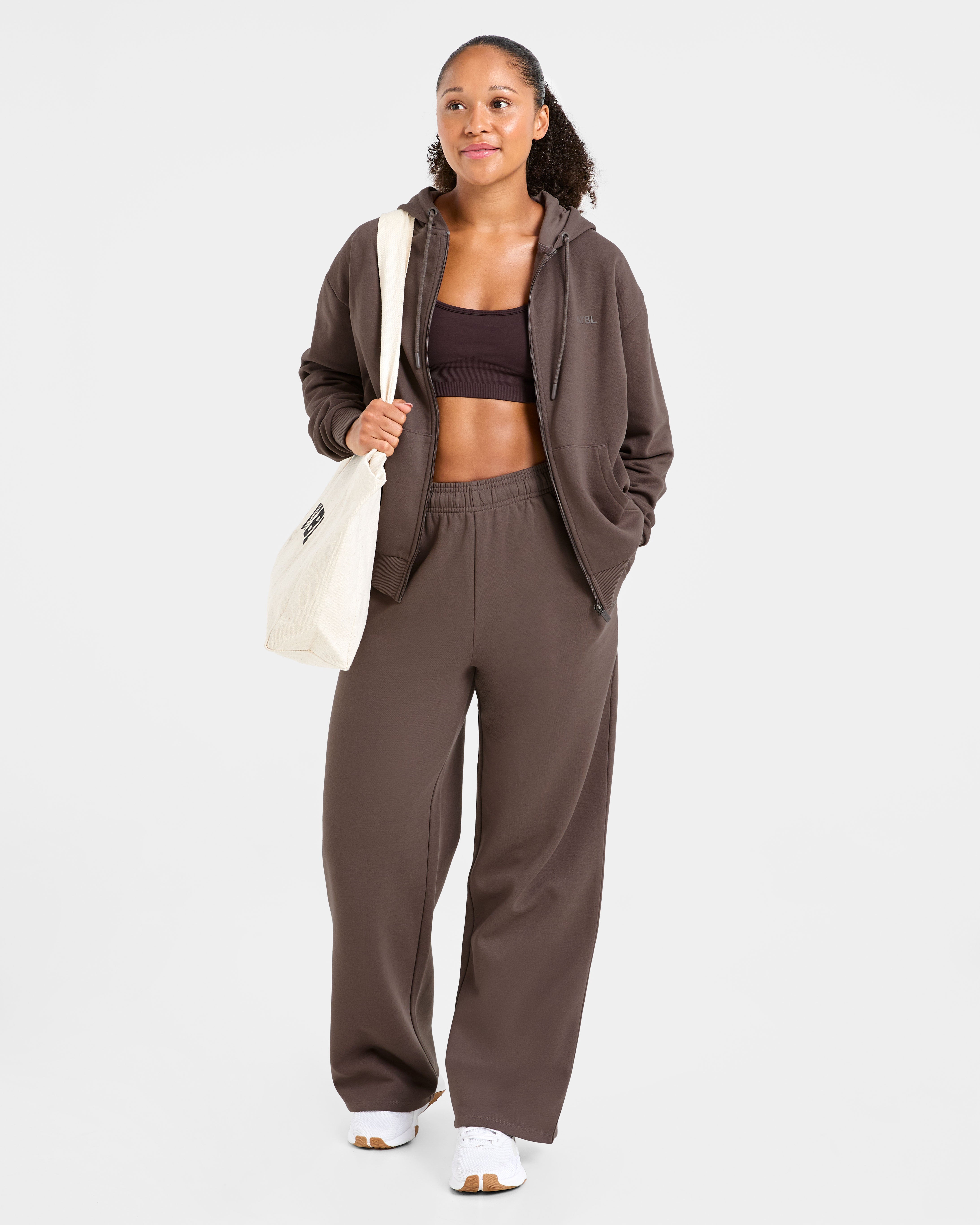 Lifestyle Oversized Zip Up Hoodie - Umber Brown