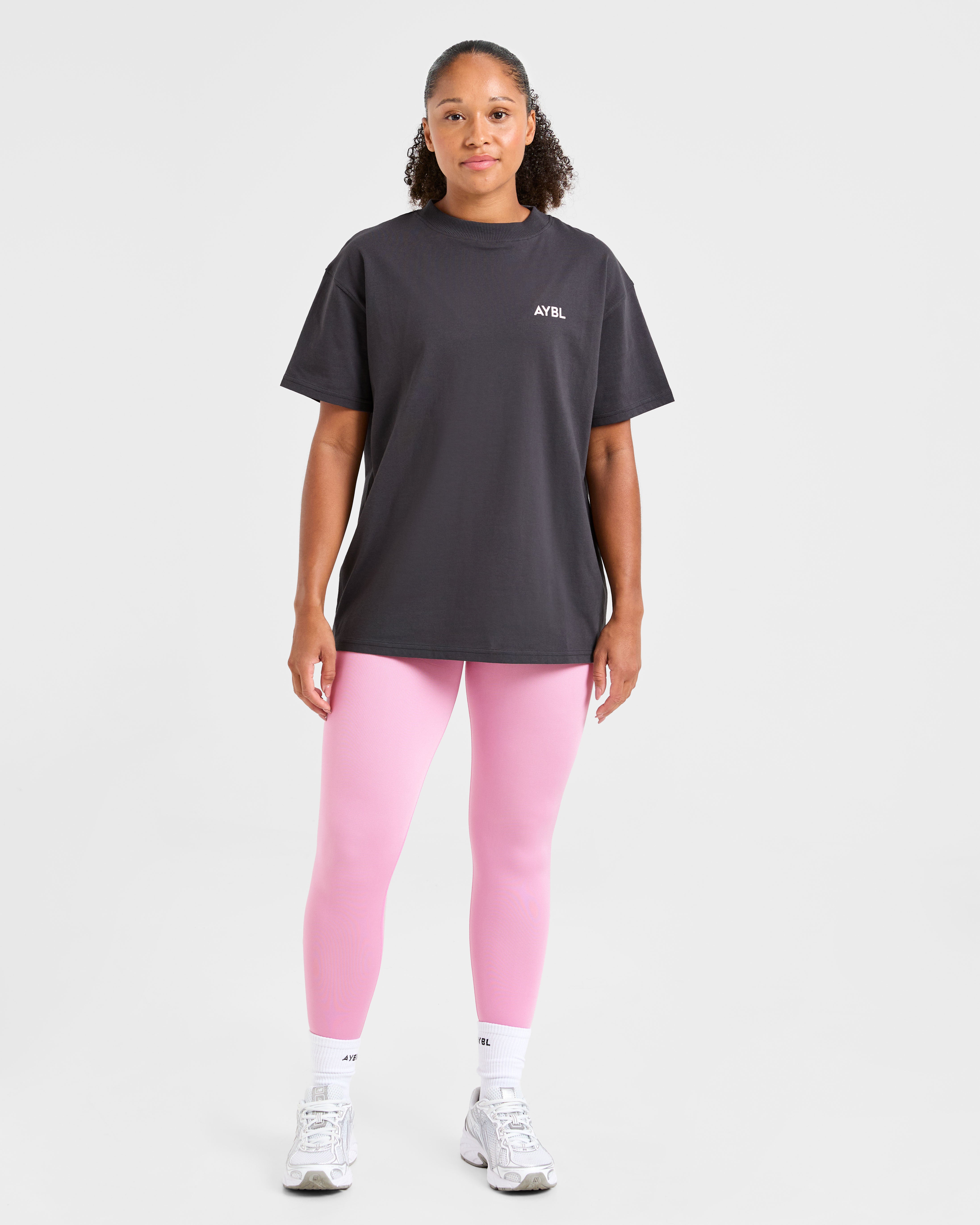 Lift Graphic Oversized T Shirt - Charcoal/Pink