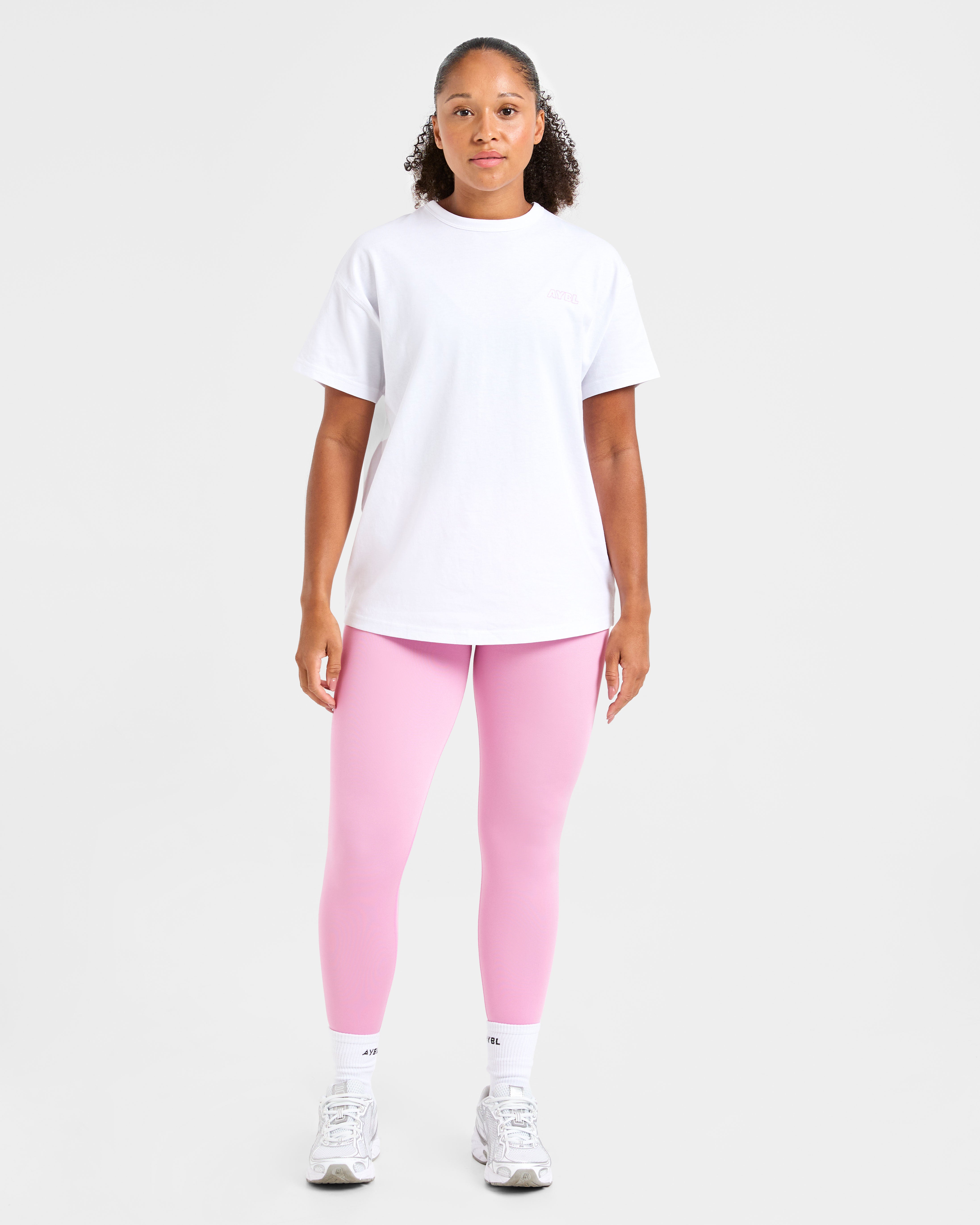 Strength Starts Here Oversized T Shirt - White/Pink