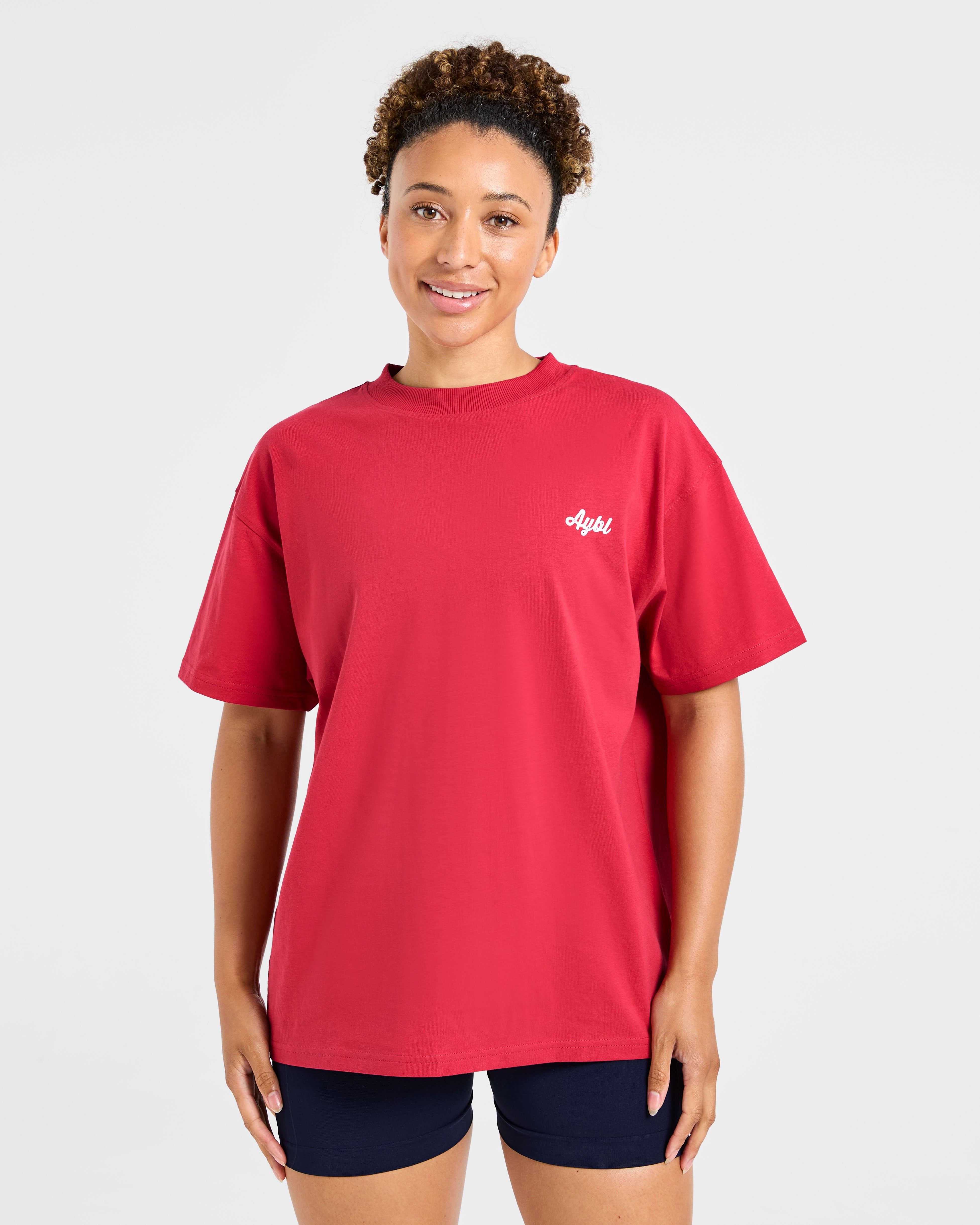 Retro Athletics Club Oversized T Shirt - Red/Blue