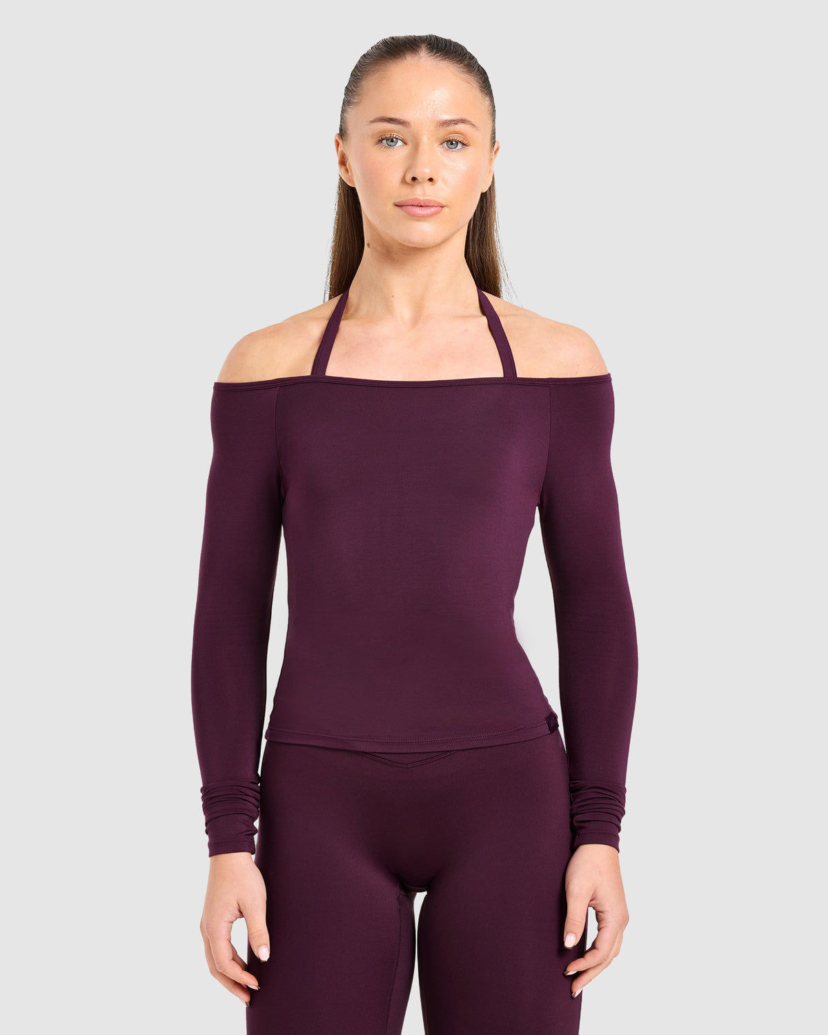 Ease Off The Shoulder Top - Midnight Plum