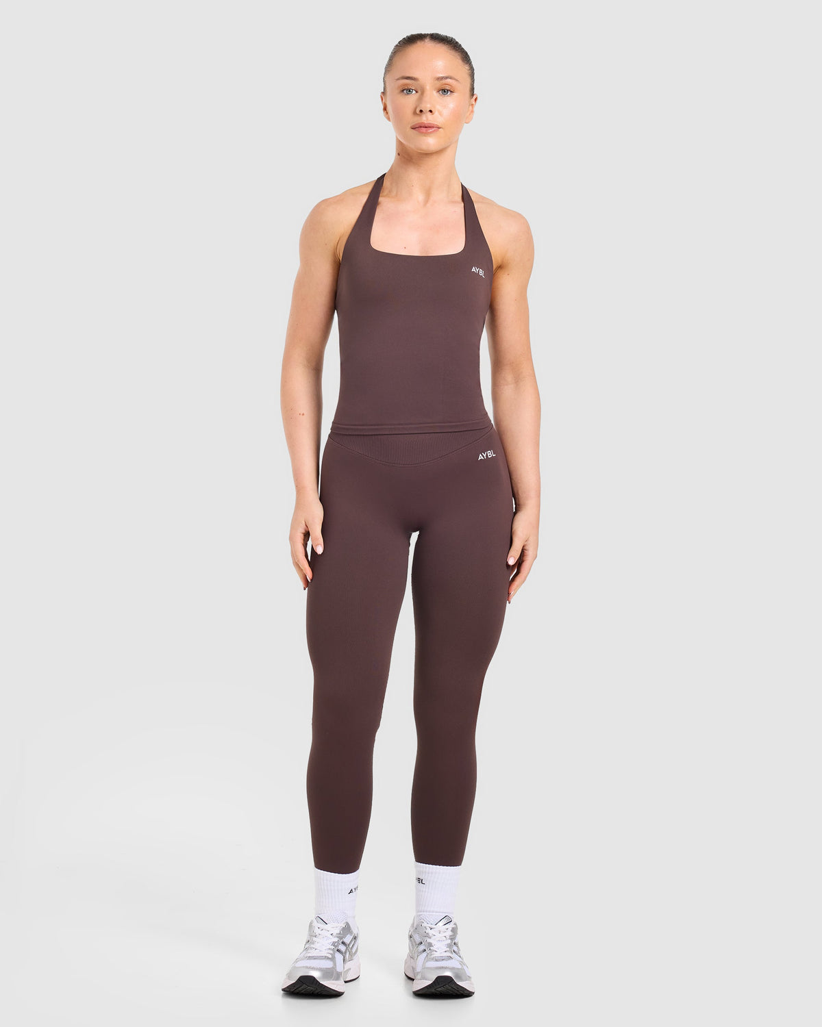 Enhance Seamless Halterneck Top - Cocoa Brown