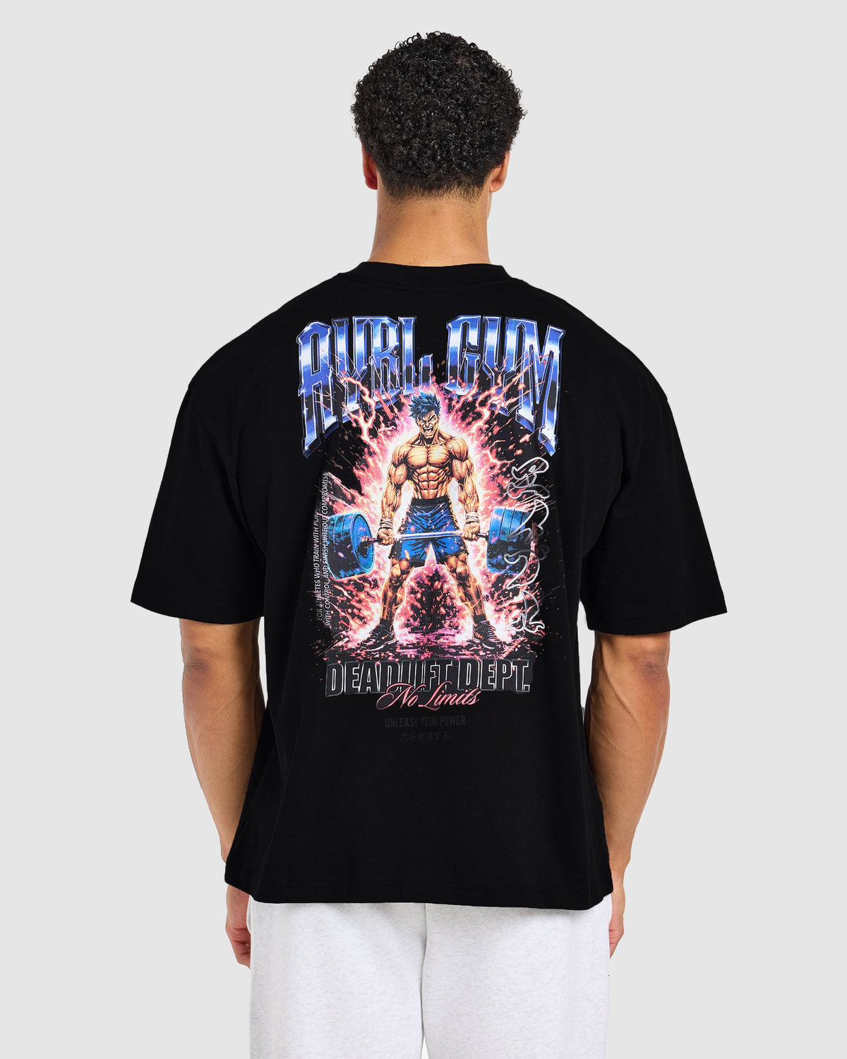 Anime Deadlift Dept Oversized T Shirt - Black/Blue