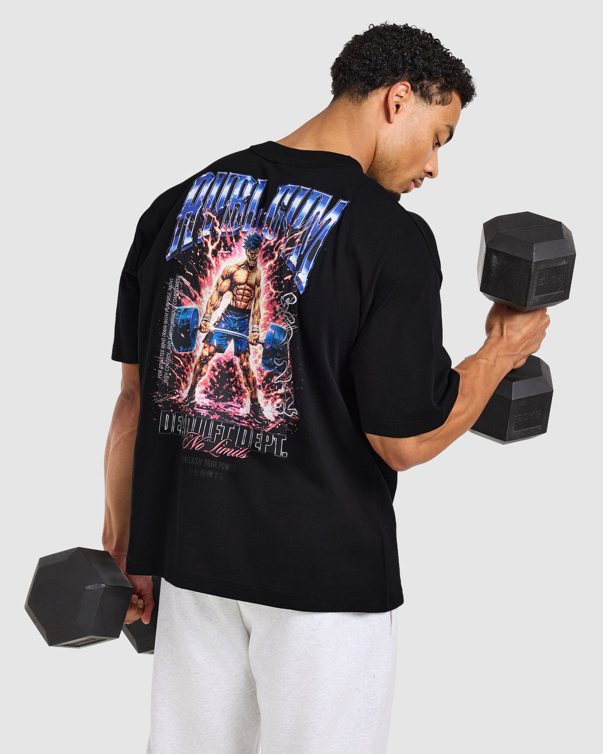 Anime Deadlift Dept Oversized T Shirt - Black/Blue