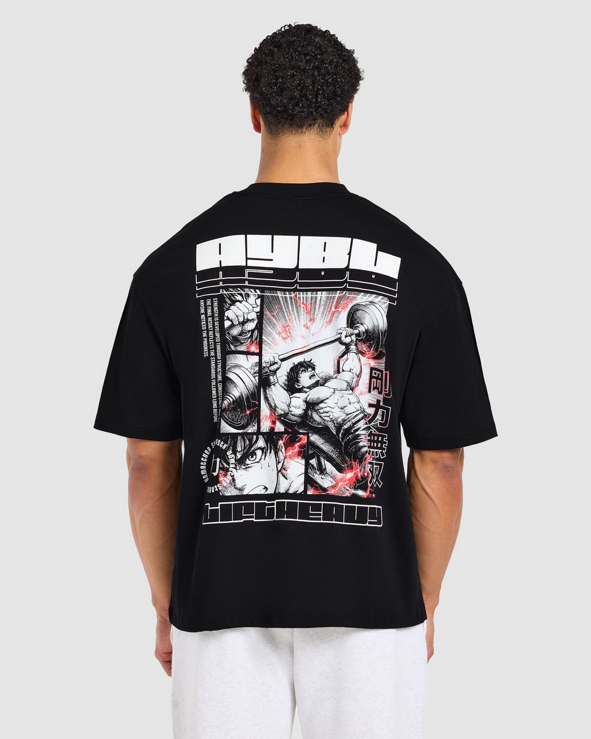 Anime Bench Press Oversized T Shirt - Black