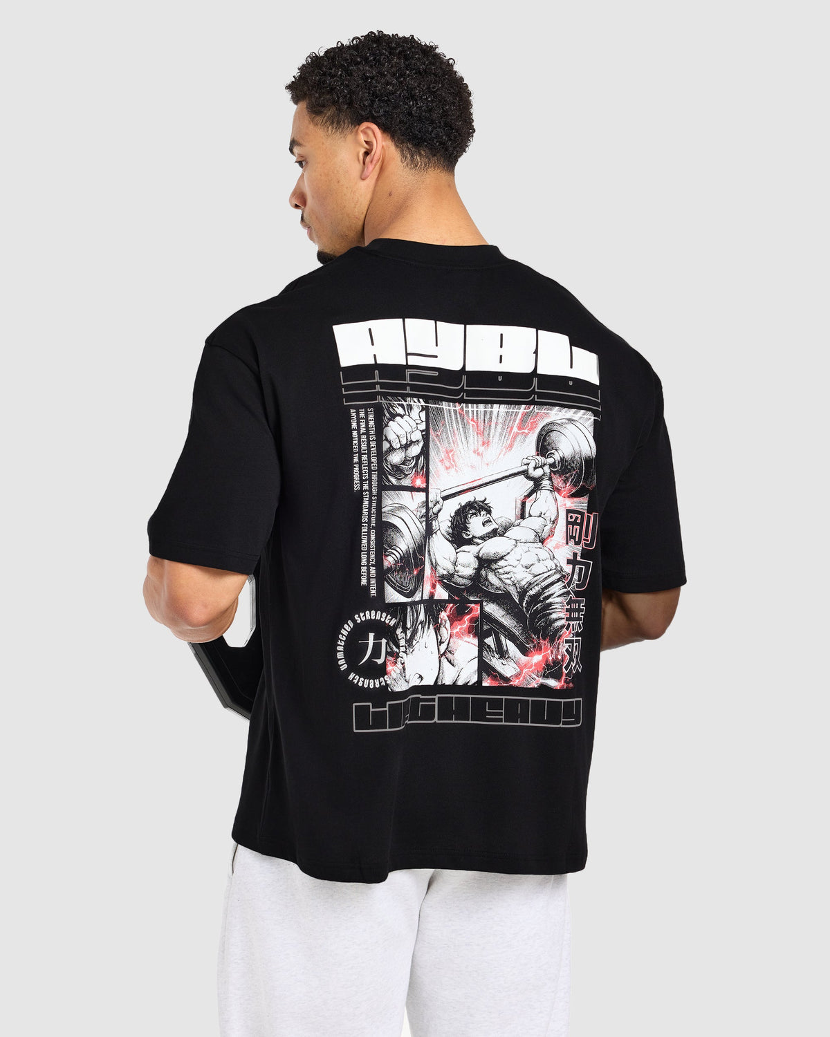 Anime Bench Press Oversized T Shirt - Black