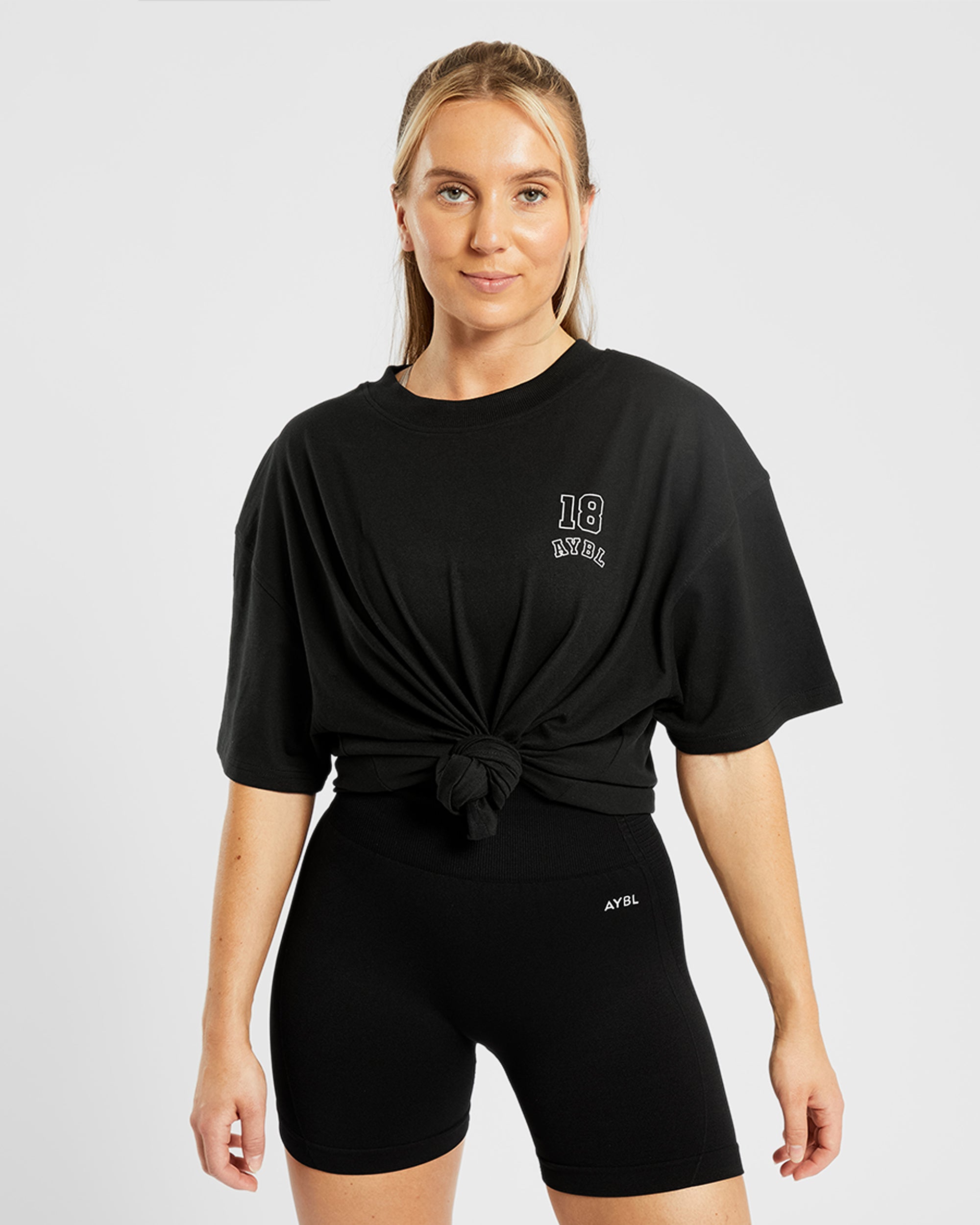 Athletics Kettlebell Übergroßes T-Shirt – Schwarz