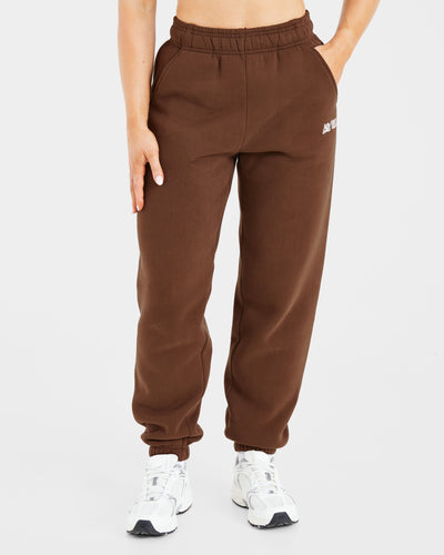 Retro Embroidered Oversized Joggers - Brown