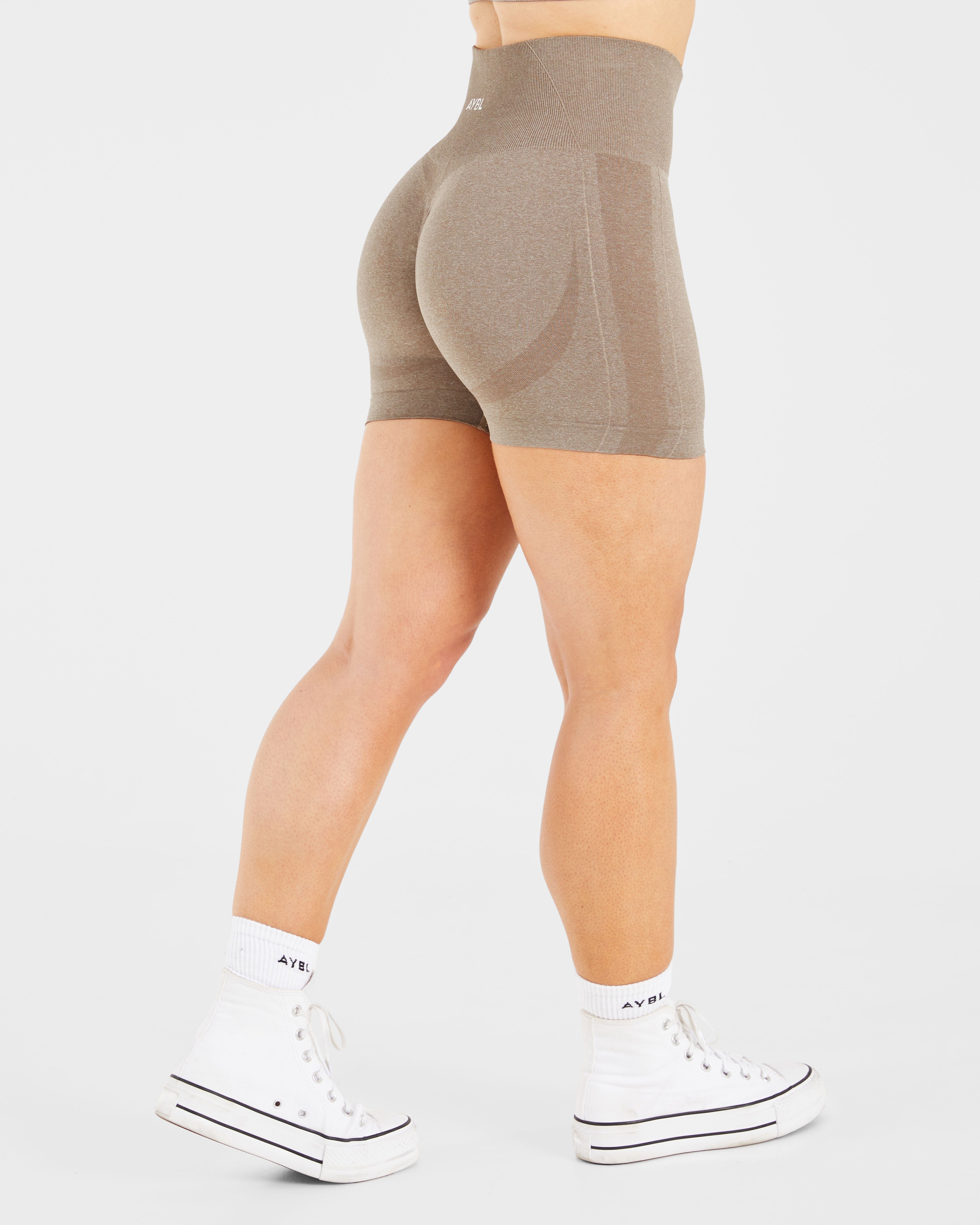 Nahtlose Empower-Shorts – Taupe meliert